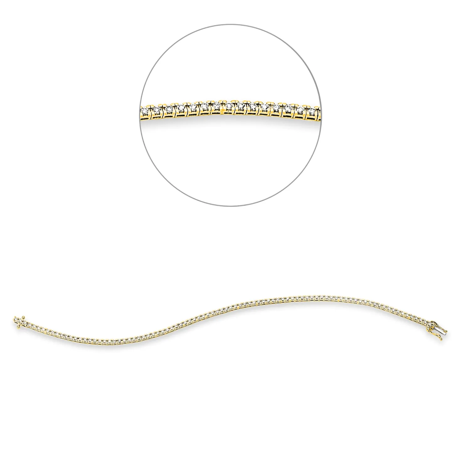 Armband aus 750 Gold gelb/weiß 89 Brillanten 1ct TW-SI B:1,8mm L:18cm 4er-Krappe