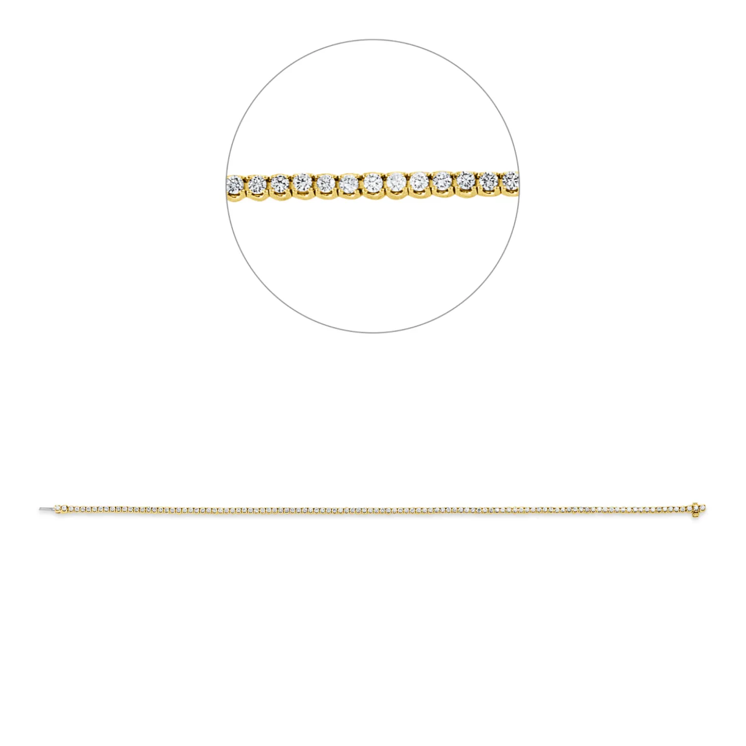 Armband aus 750 Gold gelb/weiß 108 Brillanten 1ct TW-SI L:18cm 4er-Krappe
