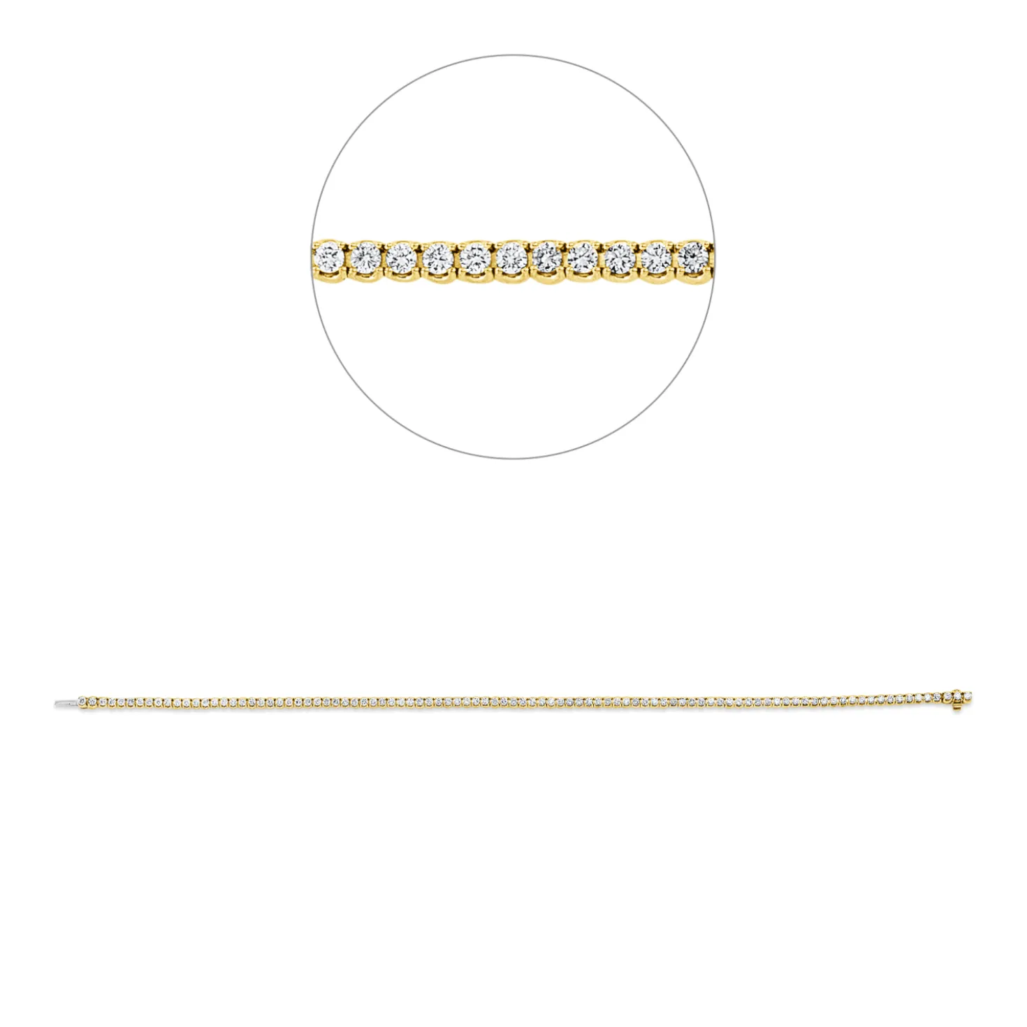 Armband aus 750 Gold gelb/weiß 95 Brillanten 1,52ct TW-SI L:18cm 4er-Krappe