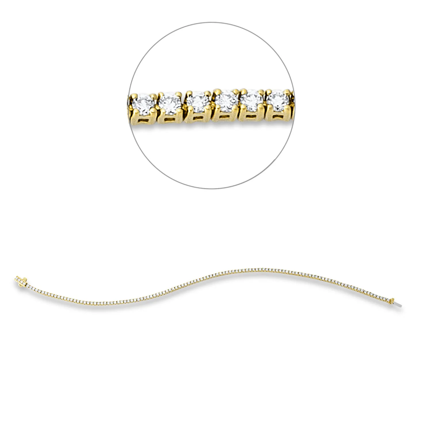 Armband aus 750 Gold gelb/weiß 116 Brillanten 1,03ct TW-SI L:17,8cm 4er-Krappe
