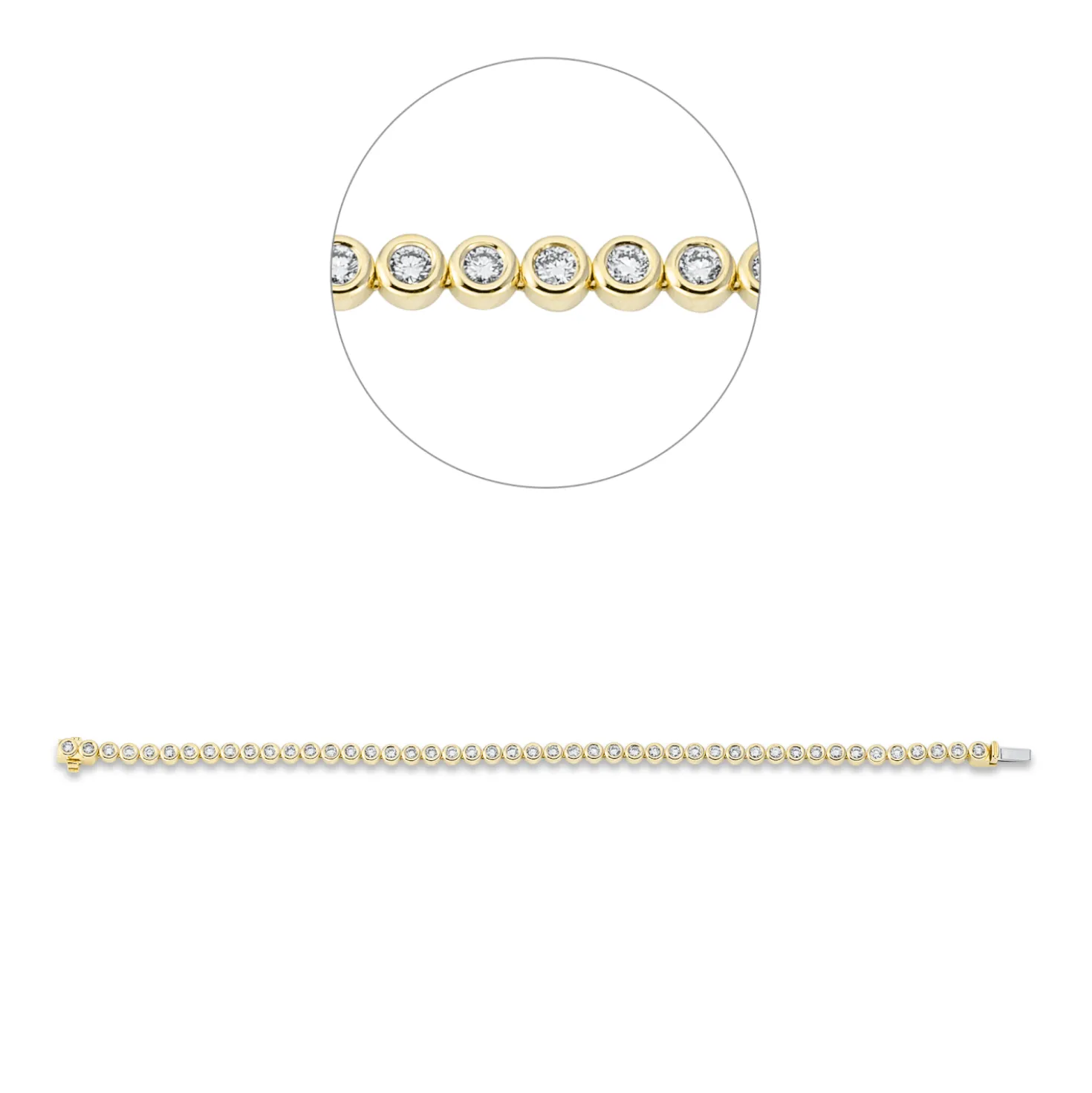 Armband aus 750 Gold gelb/weiß 46 Brillanten 2ct TW-SI L:18cm Zarge
