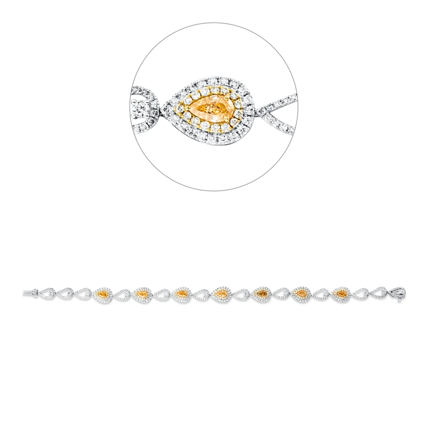 Armband aus 750 Gold gelb/weiß 495 Diamanten 3,44ct B:7,2mm L:17,8cm