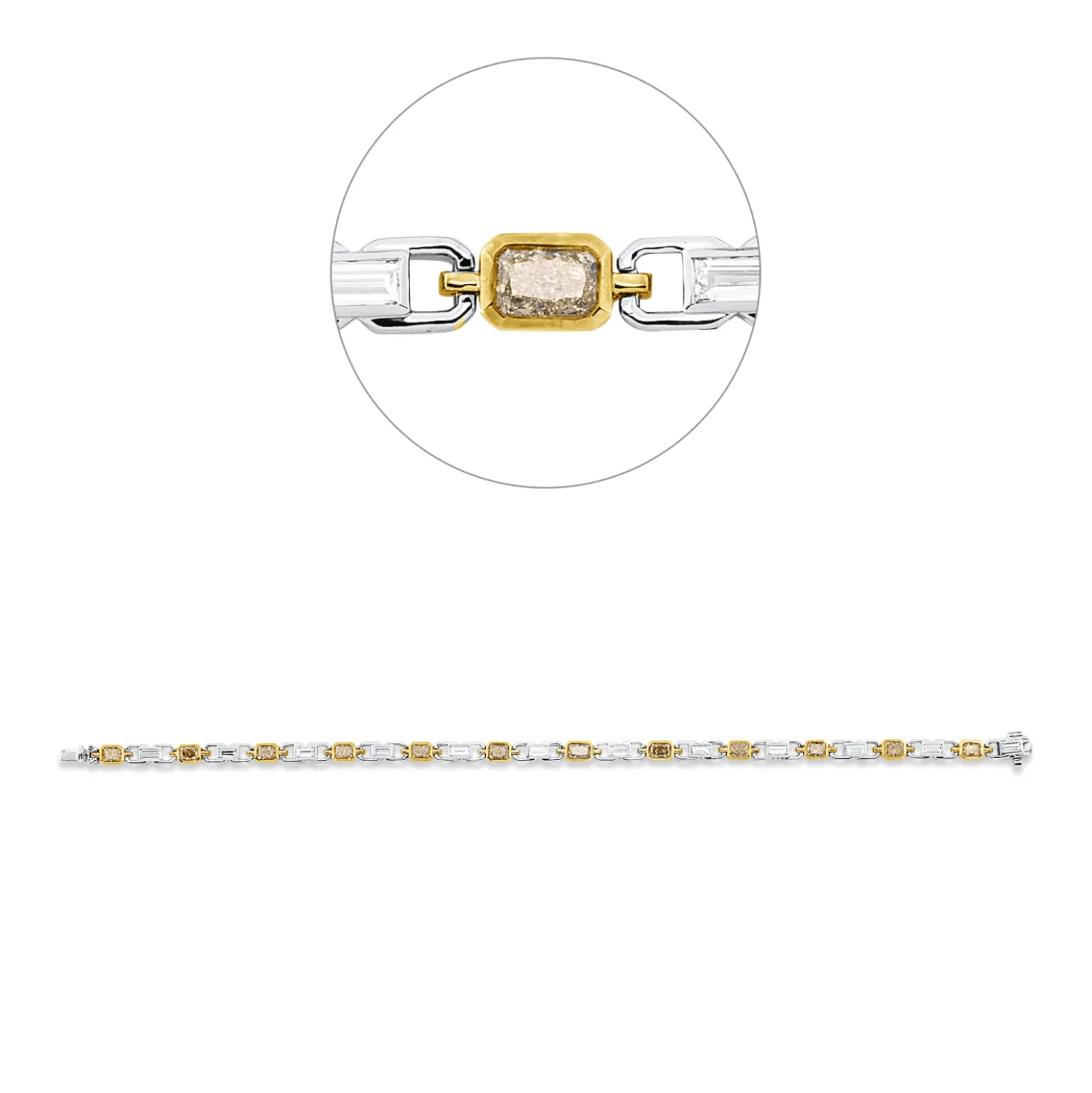 Armband aus 750 Gold gelb/weiß 24 Diamanten 4,05ct B:4mm L:18cm