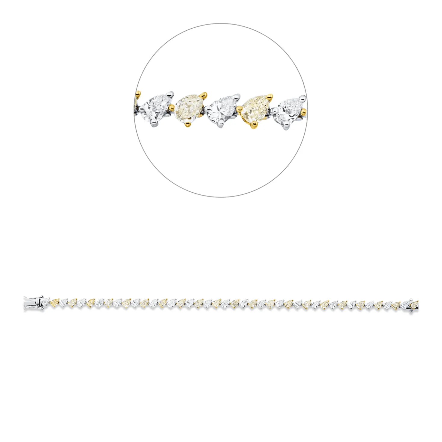 Armband aus 750 Gold gelb/weiß 42 Diamanten 7,61ct B:4,6mm L:18cm