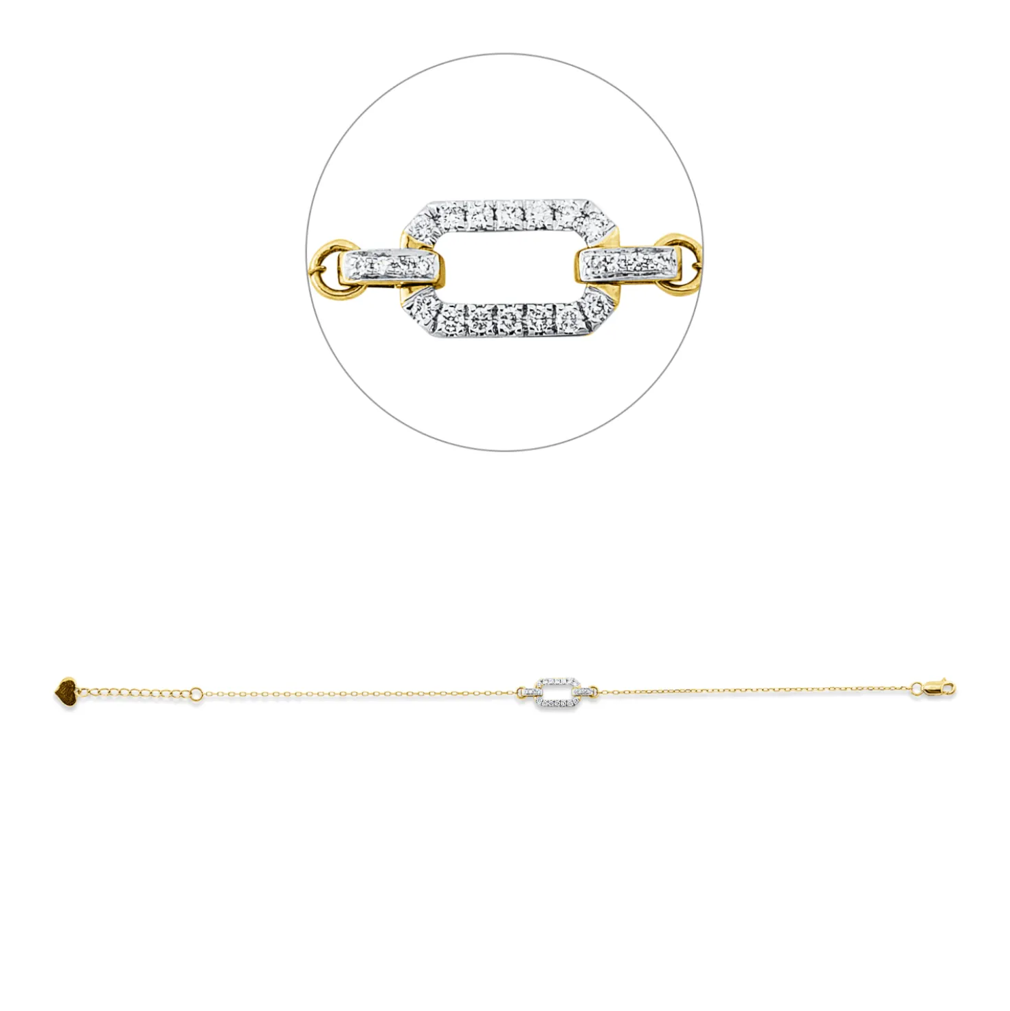 Armband aus 585 Gold gelb/weiß 22 Diamanten 0,15ct L:20,5cm