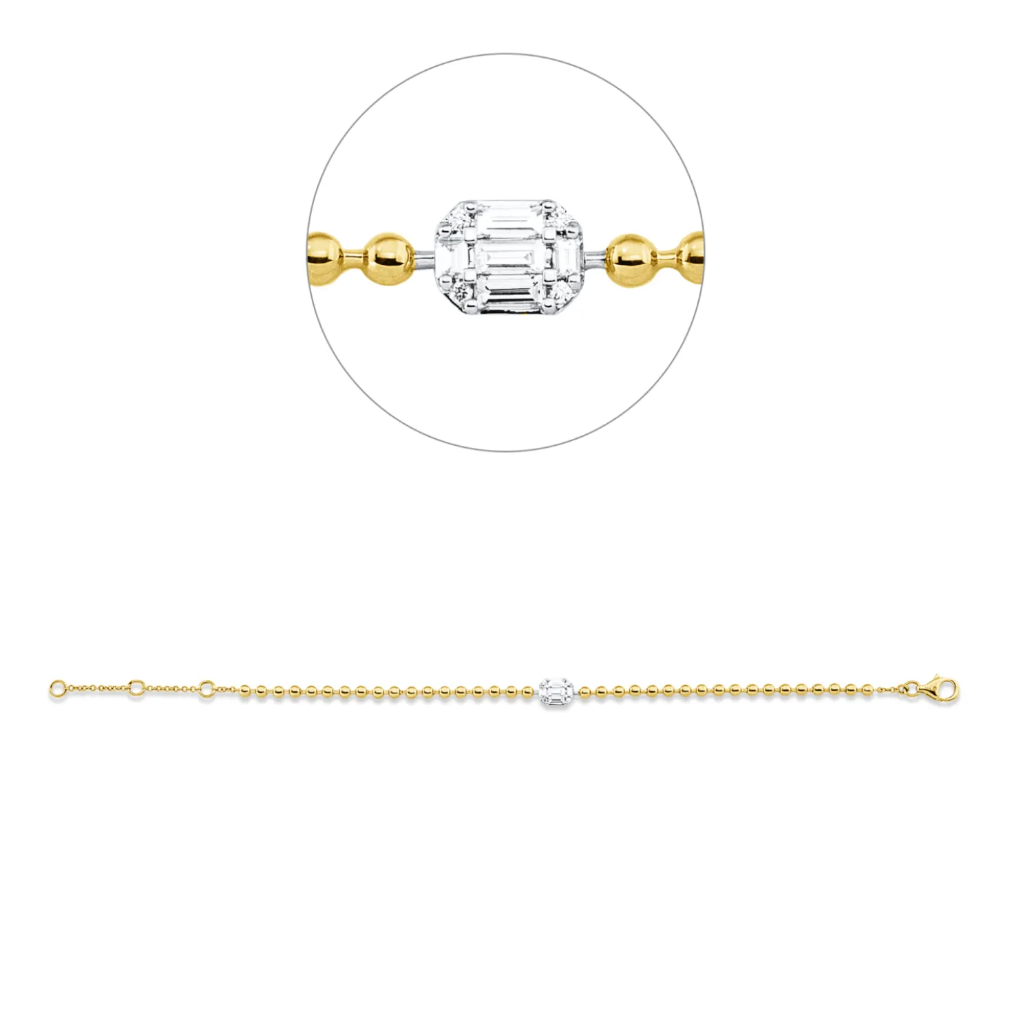 Armband aus 750 Gold gelb/weiß 9 Diamanten 0,24ct TW-PI B:5,4mm L:18cm