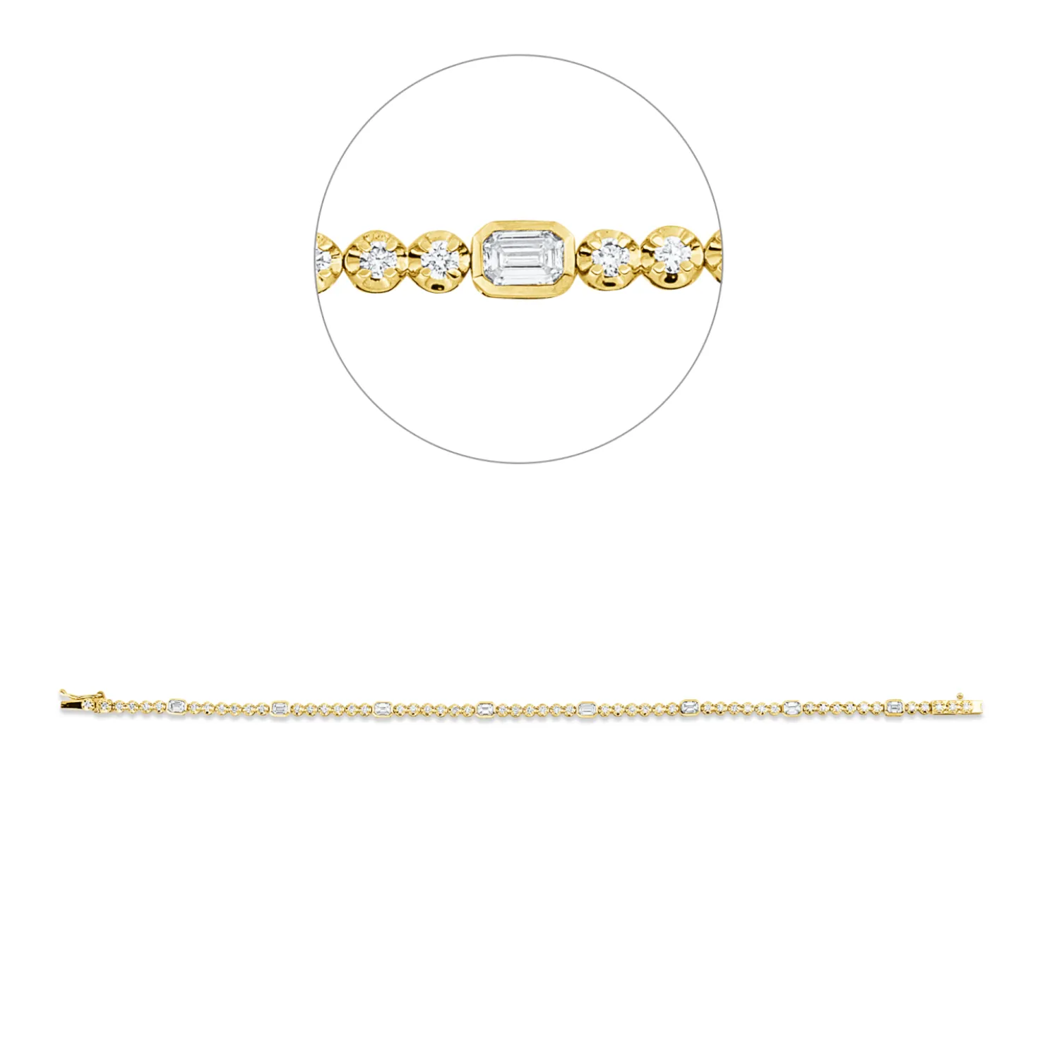 Armband aus 750 Gold gelb/weiß 61 Diamanten 1,67ct TW-SI B:3,3mm L:18cm