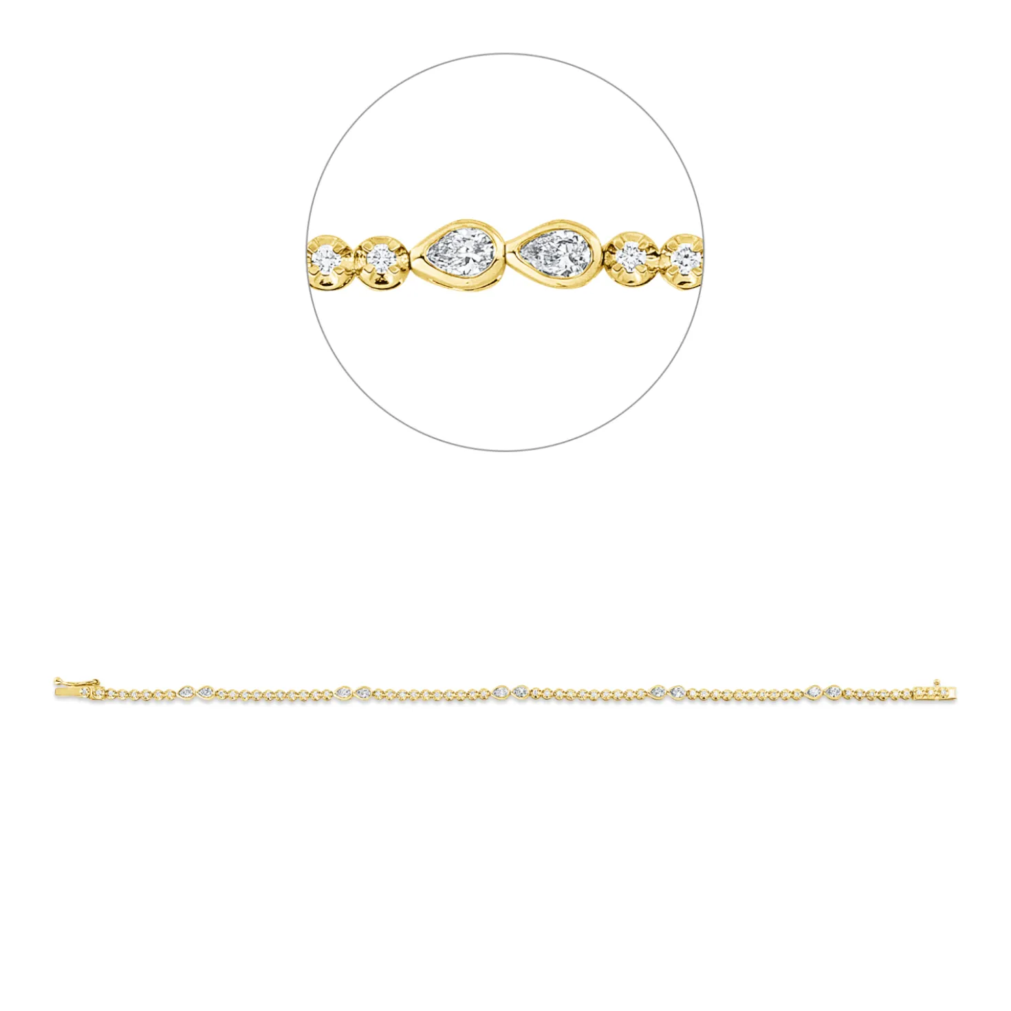 Armband aus 750 Gold gelb/weiß 67 Diamanten 1,06ct TW-SI B:3,1mm L:18cm
