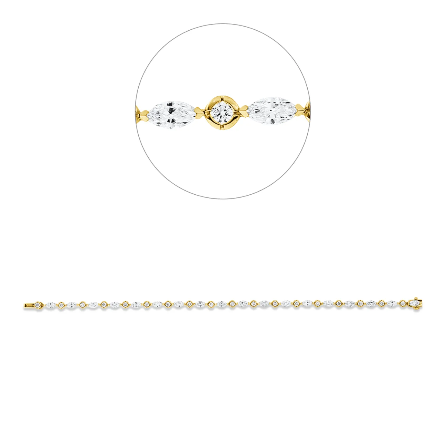 Armband aus 750 Gold gelb/weiß 36 Diamanten 3,52ct TW-VSI B:3,1mm L:18cm