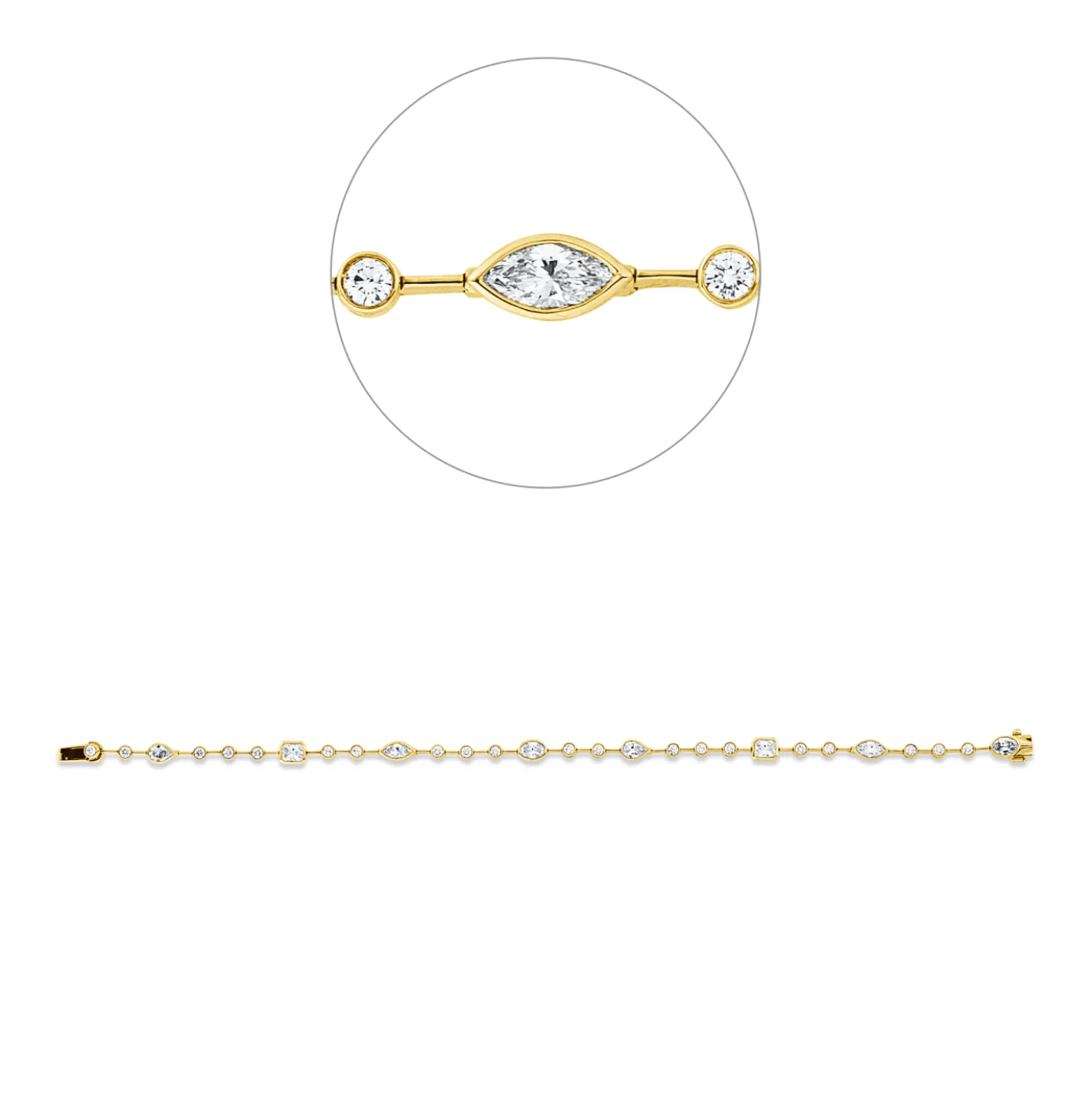 Armband aus 750 Gold gelb/weiß 28 Diamanten 2,49ct TW-VSI B:4,3mm L:18cm Zarge