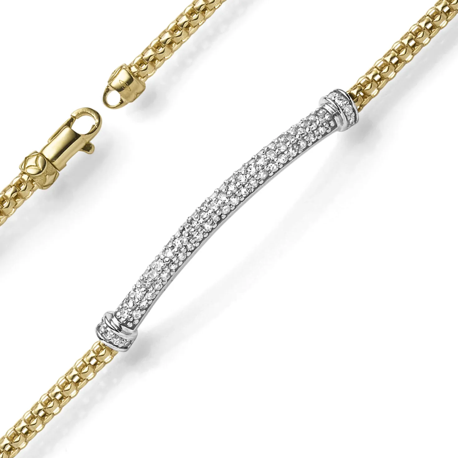 Armband aus 585 Gold gelb/weiß mit 77 Diamanten 0.80ct TW-SI 18cm