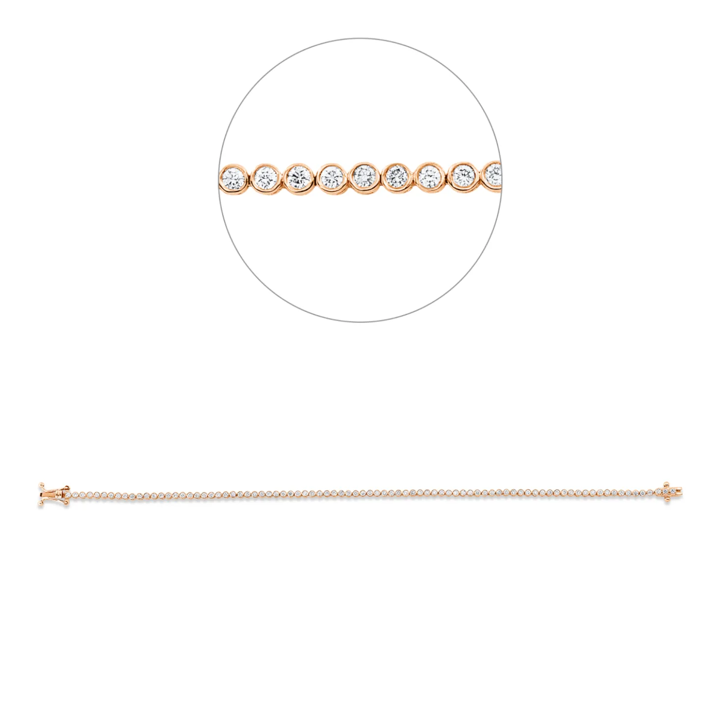 Armband aus 750 Gold Rotgold 85 Brillanten 1,02ct F-SI L:18cm