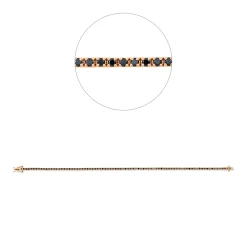 Armband aus 750 Gold Rotgold 82 Brillanten 1,55ct schwarz B:1,8mm L:18cm 4er-Krappe