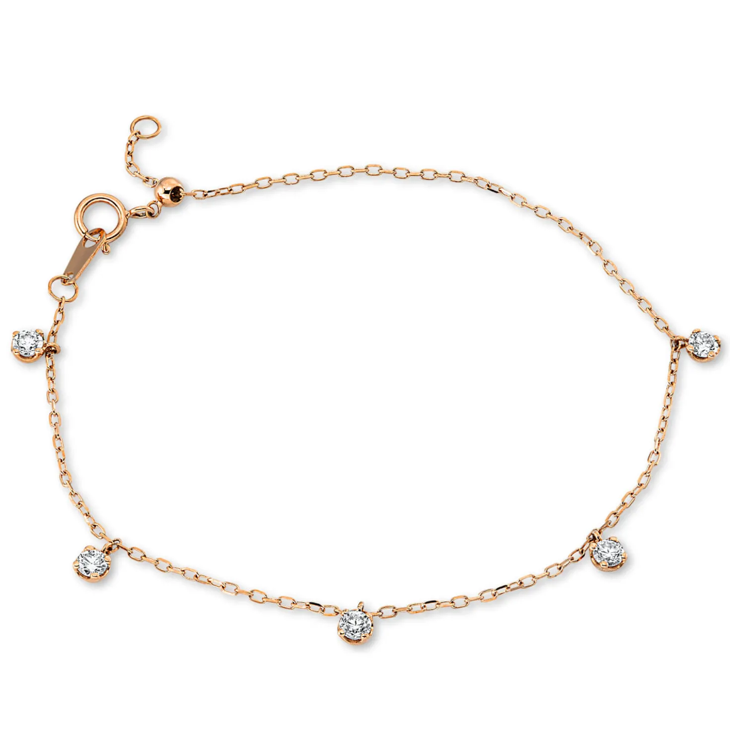 Armband aus 750 Gold Rotgold 5 Brillanten 0,41ct TW-PI L:17,8cm