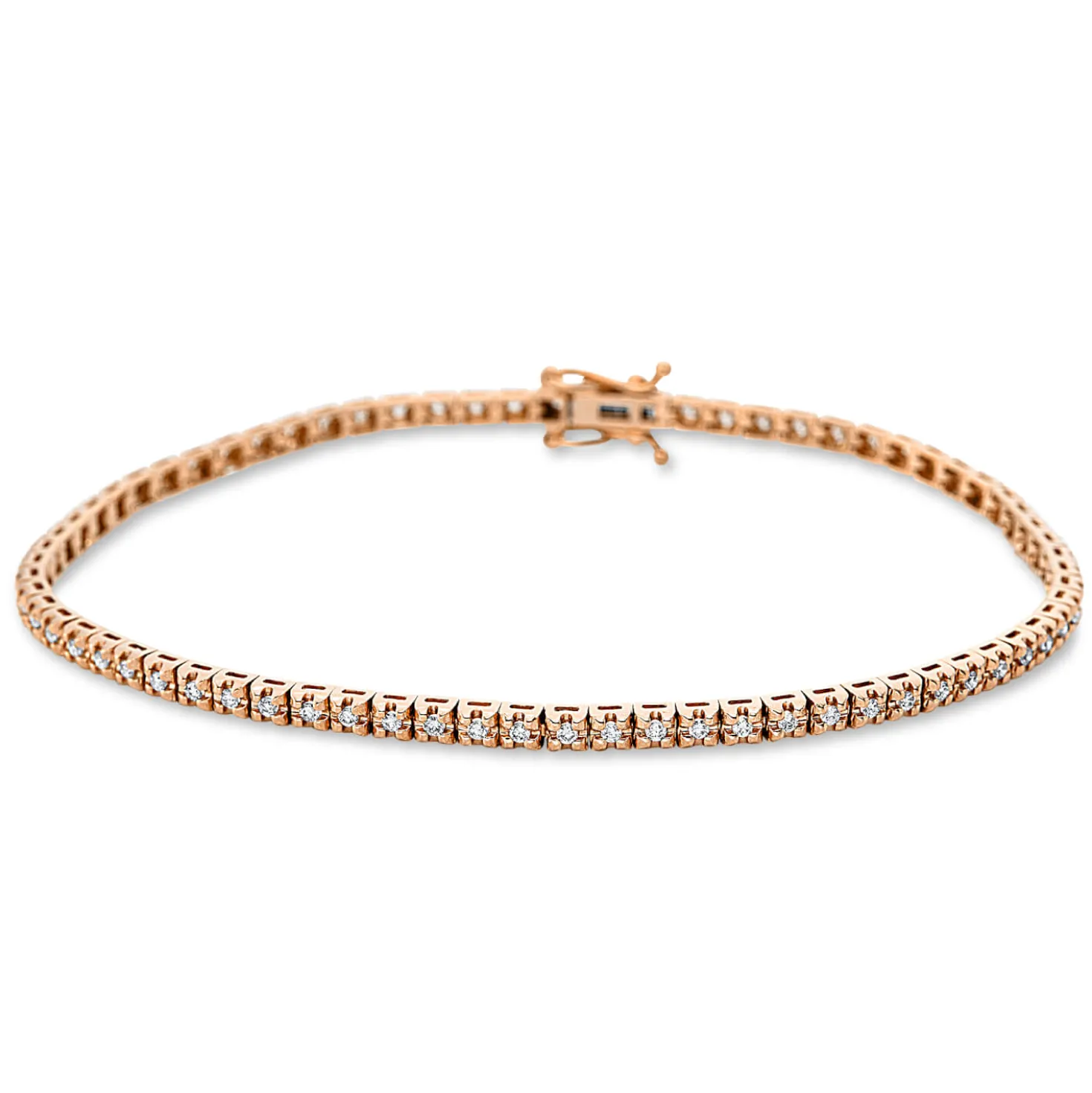 Armband aus 750 Gold Rotgold 71 Brillanten 0,53ct TW-SI B:2mm L:17,5cm