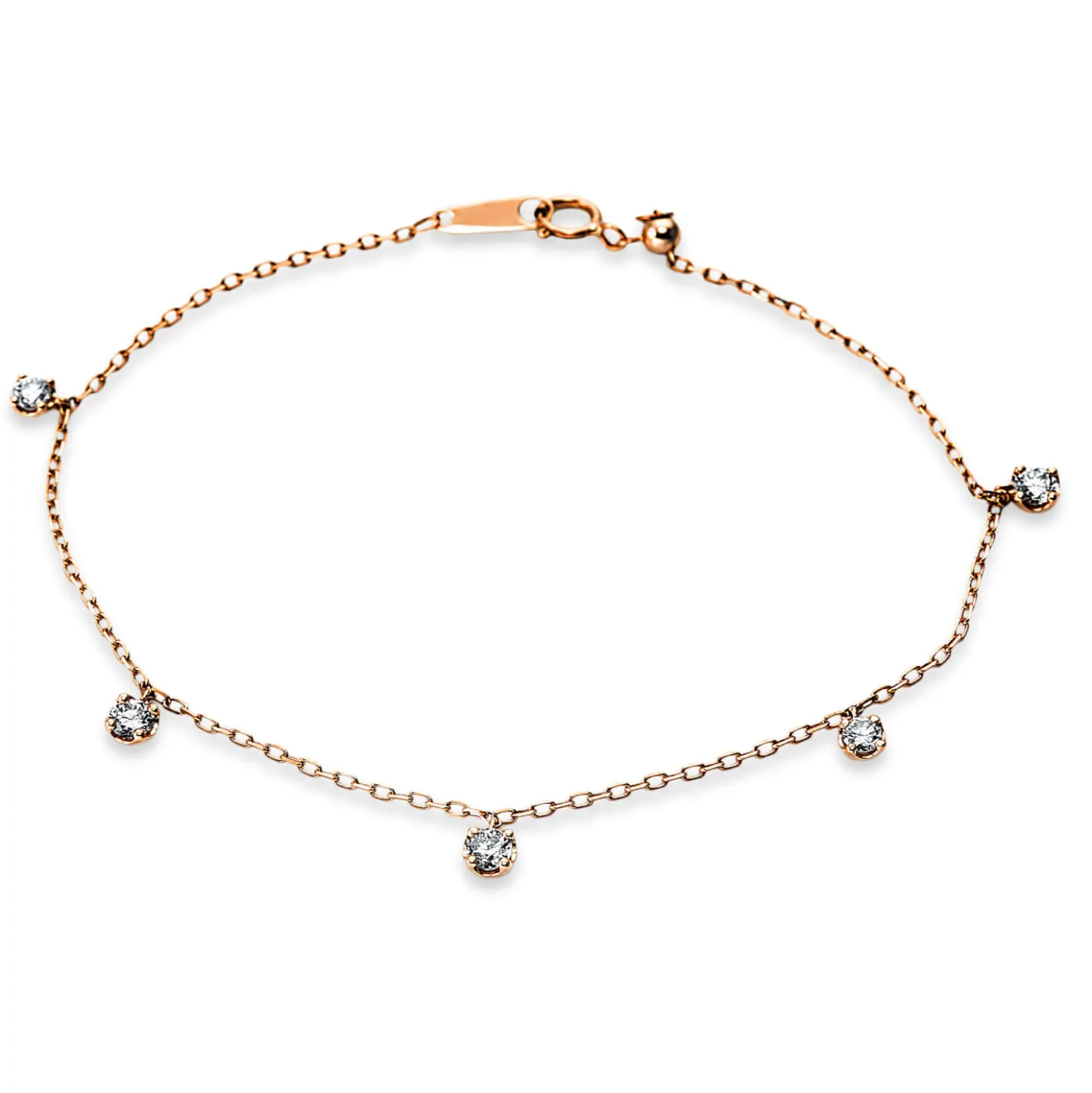 Armband aus 750 Gold Rotgold 5 Brillanten 0,55ct TW-SI L:17,8cm