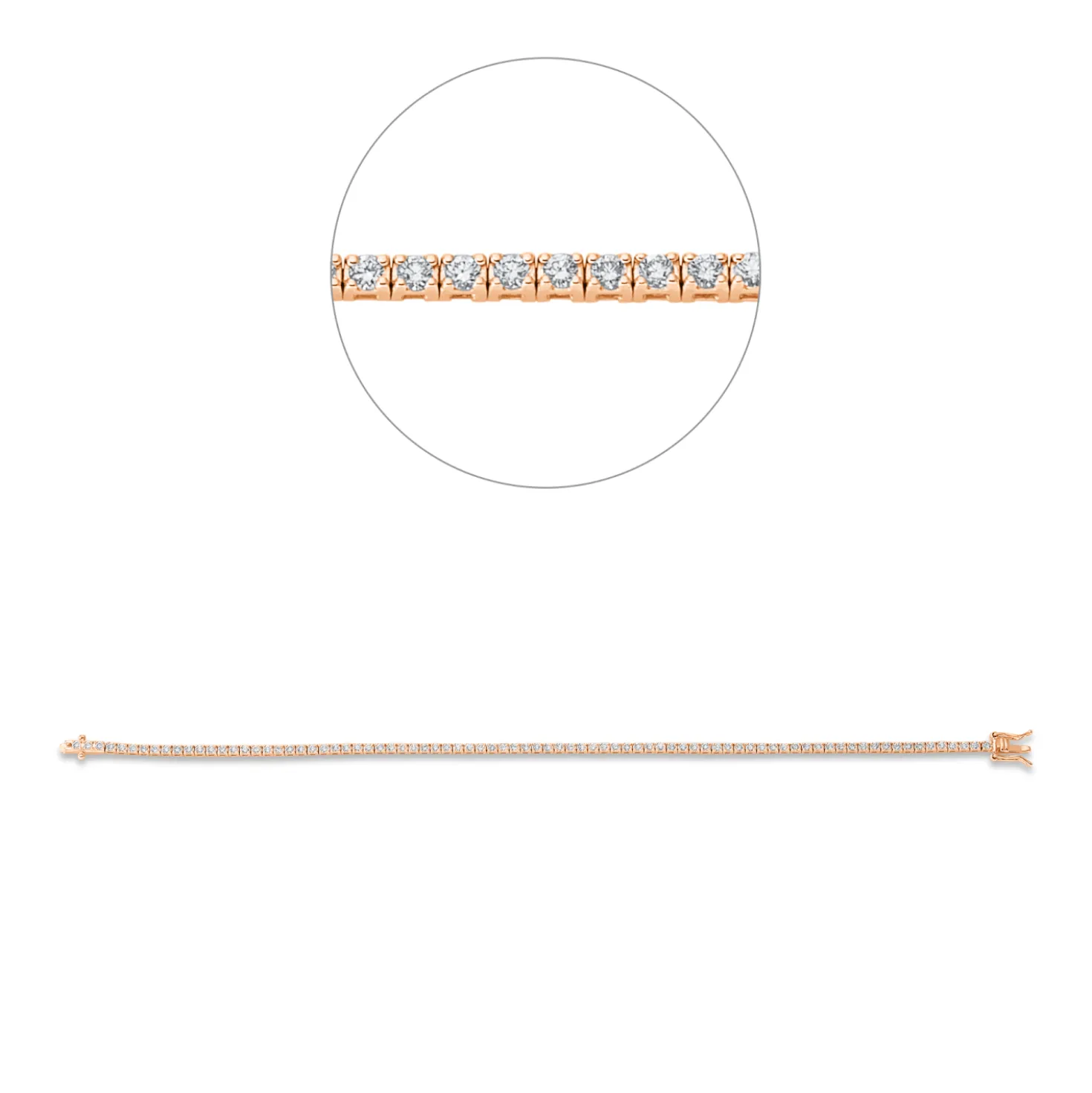 Armband aus 750 Gold Rotgold 82 Brillanten 1,31ct TW-SI L:18cm
