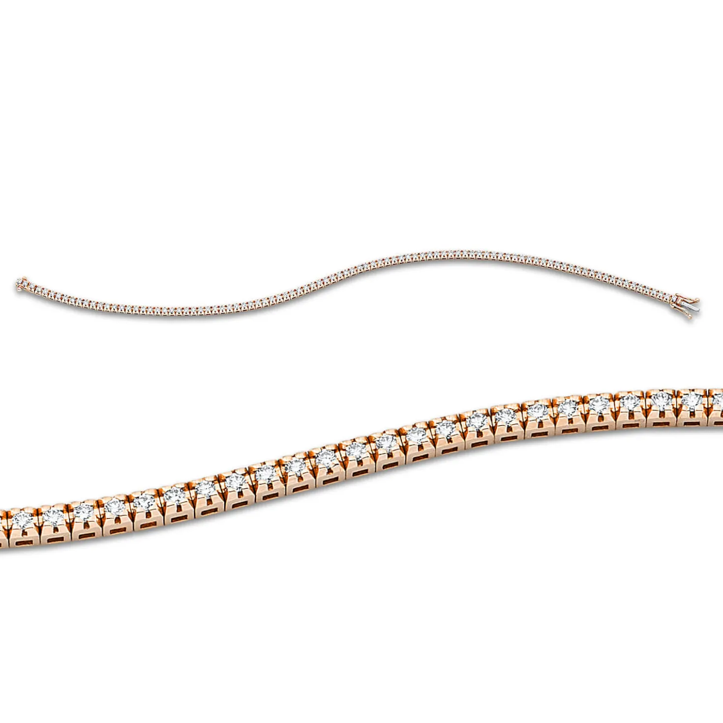 Armband aus 750 Gold Rotgold 86 Brillanten 0,9ct TW-SI L:18cm 4er-Krappe