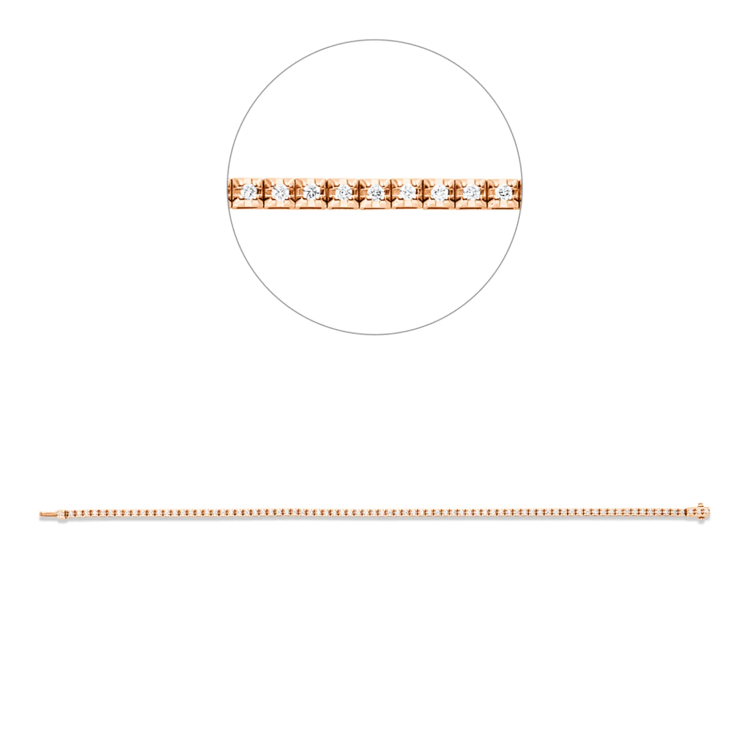 Armband aus 750 Gold Rotgold 82 Brillanten 0,51ct W-SI B:2mm L:17,5cm