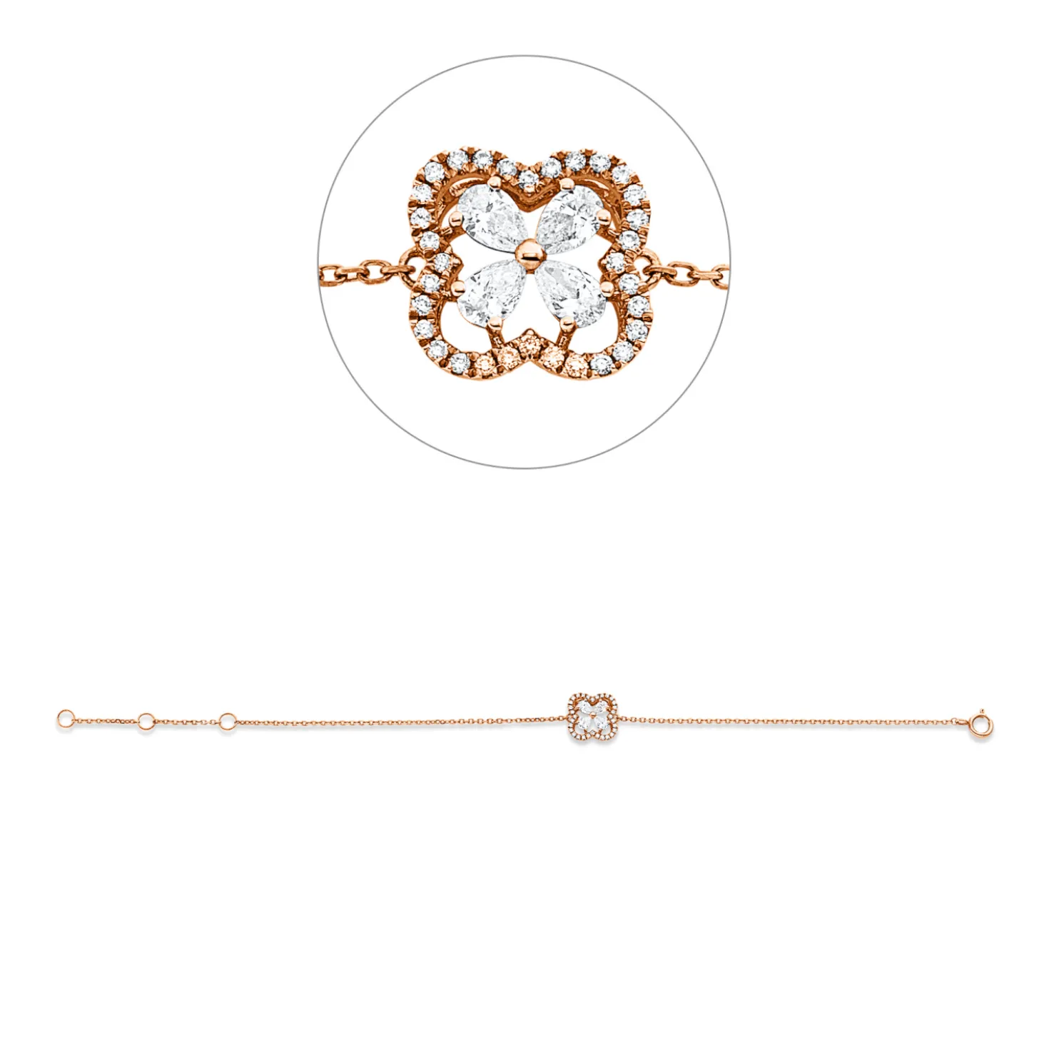 Armband aus 750 Gold Rotgold 36 Diamanten 0,34ct B:10mm L:17,8cm