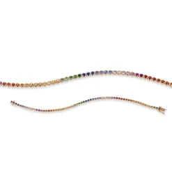 Armband aus 750 Gold Rotgold 64 Saphire 2,56ct mehrfarbig B:2,7mm L:17,8cm