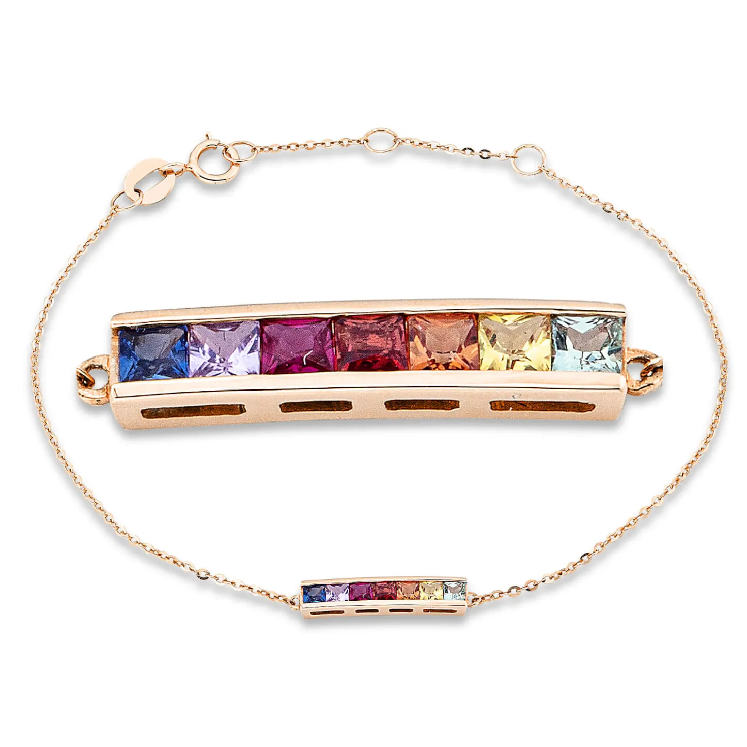 Armband aus 750 Gold Rotgold 7 Saphire 0,42ct mehrfarbig B:3mm L:17,8cm