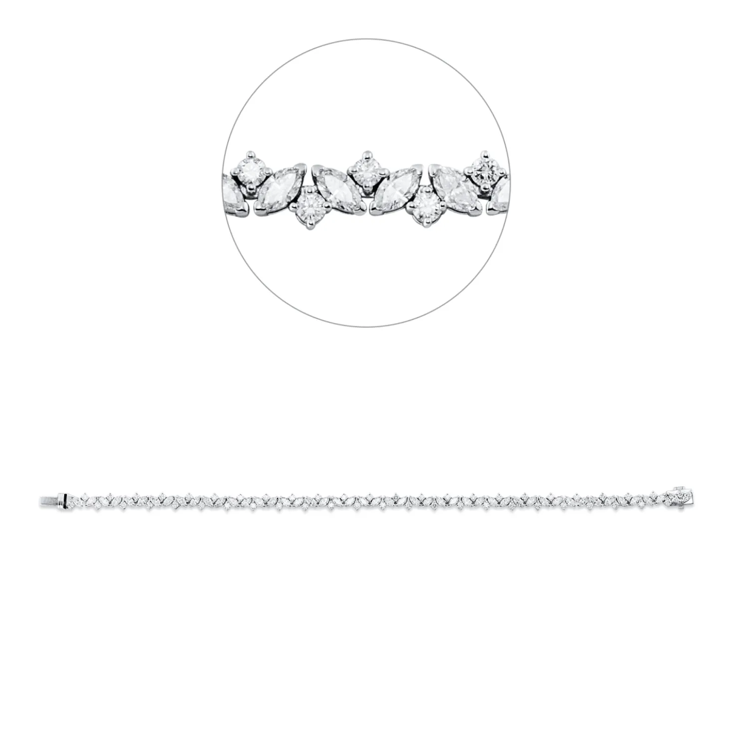 Armband aus 950 Gold weiß 96 Diamanten 4,04ct TW-SI L:17,8cm