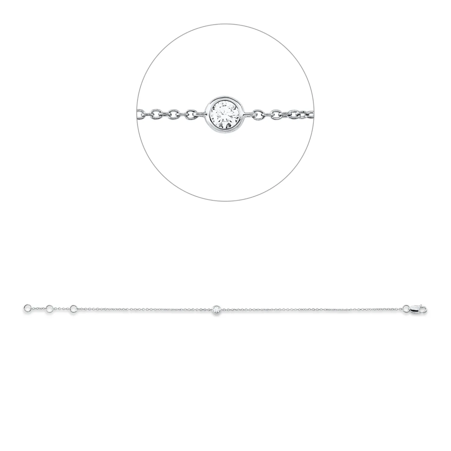 Armband aus 750 Gold Weißgold Brillant 0,09ct TW-SI B:1,8mm L:18cm