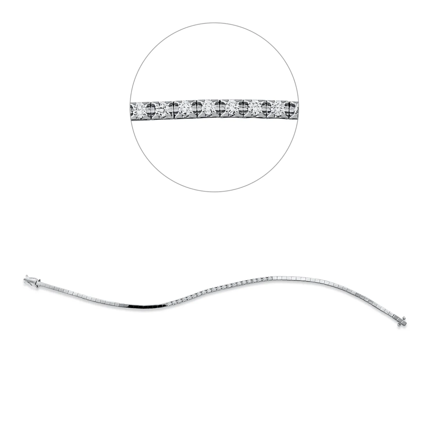 Armband aus 750 Gold Weißgold 21 Brillanten 0,34ct TW-SI B:2mm L:19cm