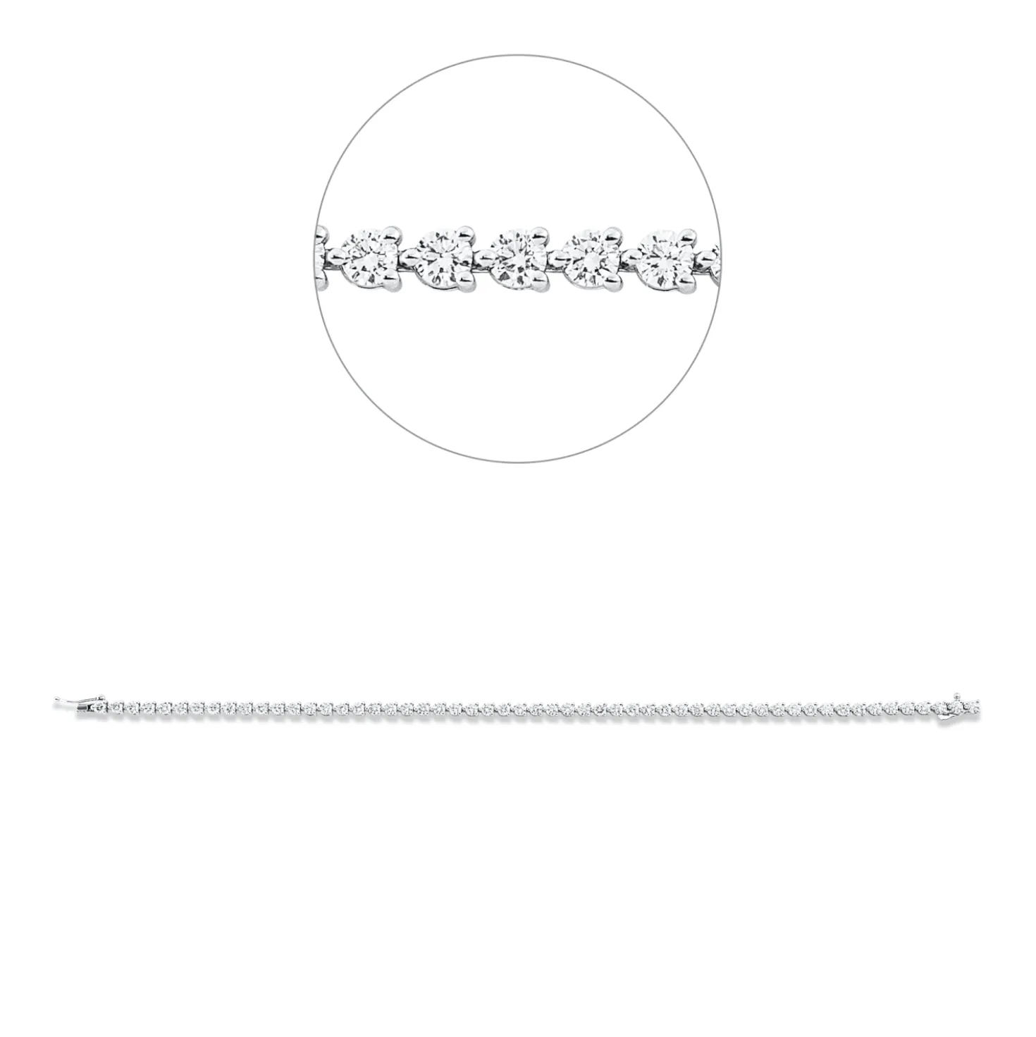 Armband aus 750 Gold Weißgold 55 Brillanten 4ct TW-SI B:2,8mm L:18,5cm 4er-Krappe