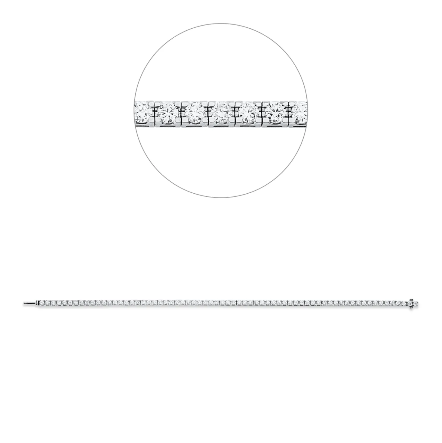 Armband aus 750 Gold Weißgold 67 Brillanten 2,5ct TW-SI B:2,5mm L:18cm 4er-Krappe
