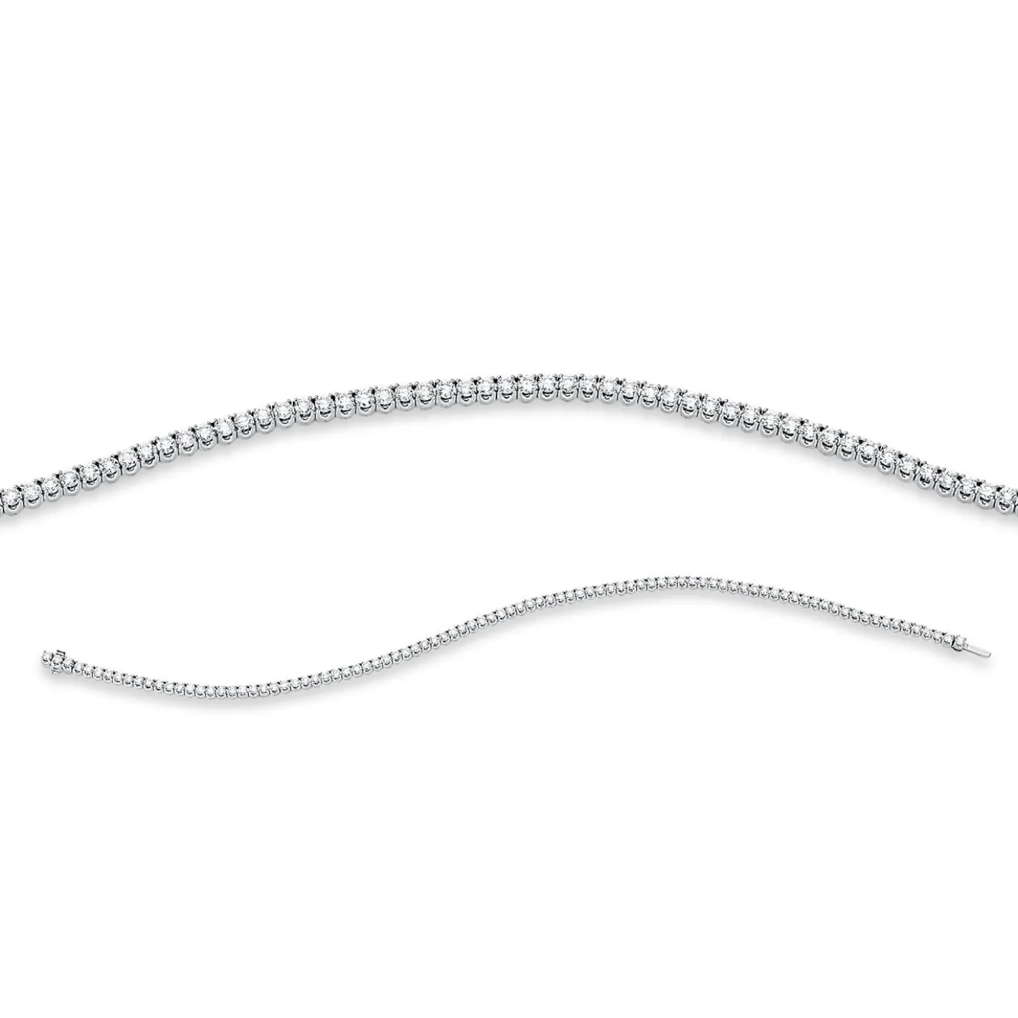 Armband aus 750 Gold Weißgold 91 Brillanten 2,05ct TW-SI B:2,5mm L:18cm 4er-Krappe