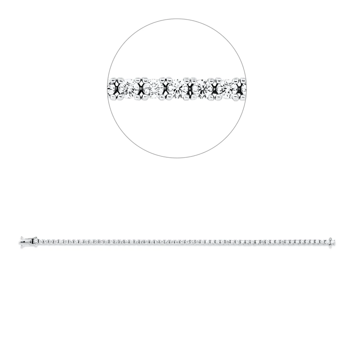 Armband aus 750 Gold Weißgold 60 Brillanten 3,32ct TW-SI B:3mm L:18,5cm 4er-Krappe