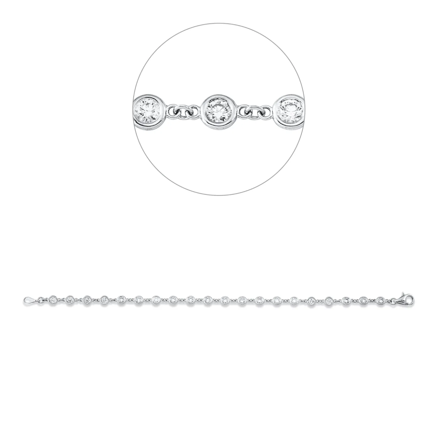 Armband aus 750 Gold Weißgold 20 Brillanten 1,4ct TW-SI B:4mm L:16,5cm Zarge