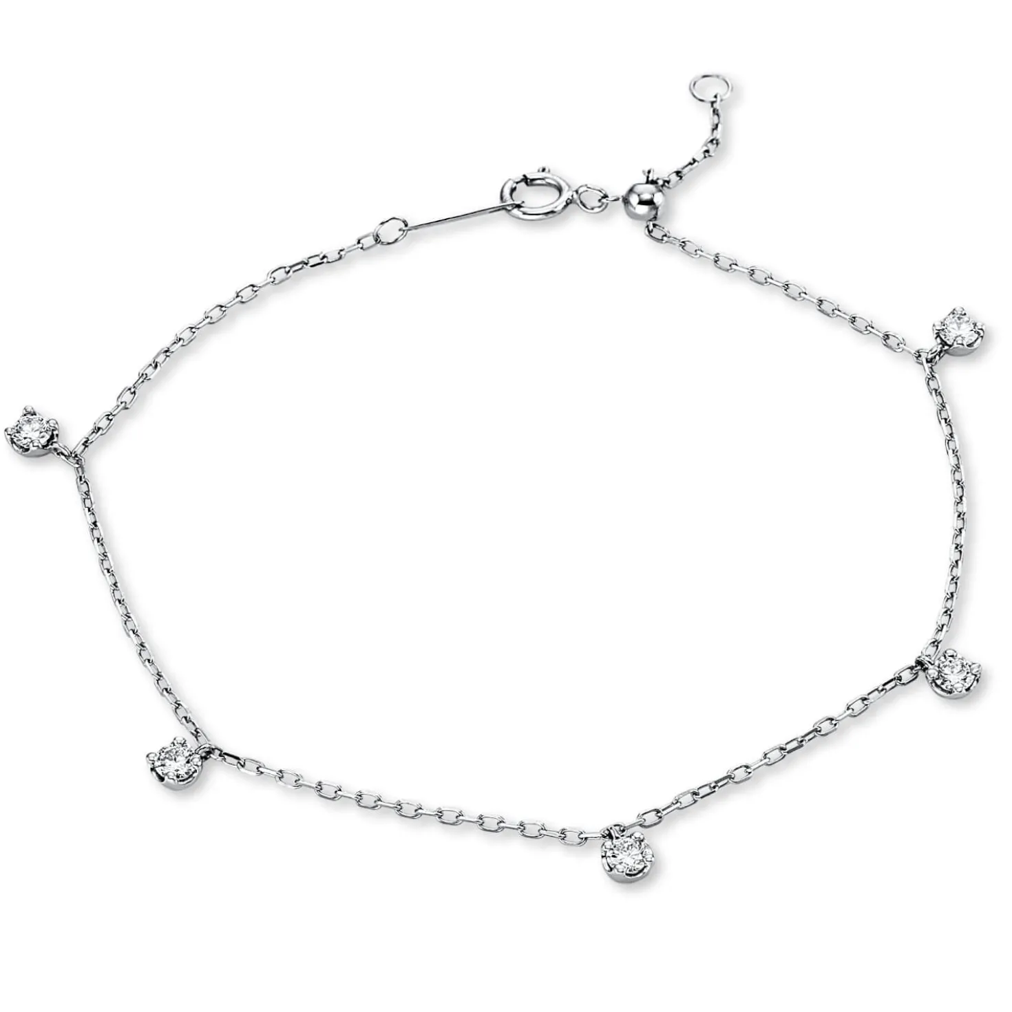 Armband aus 750 Gold Weißgold 5 Brillanten 0,38ct TW-SI L:17,8cm