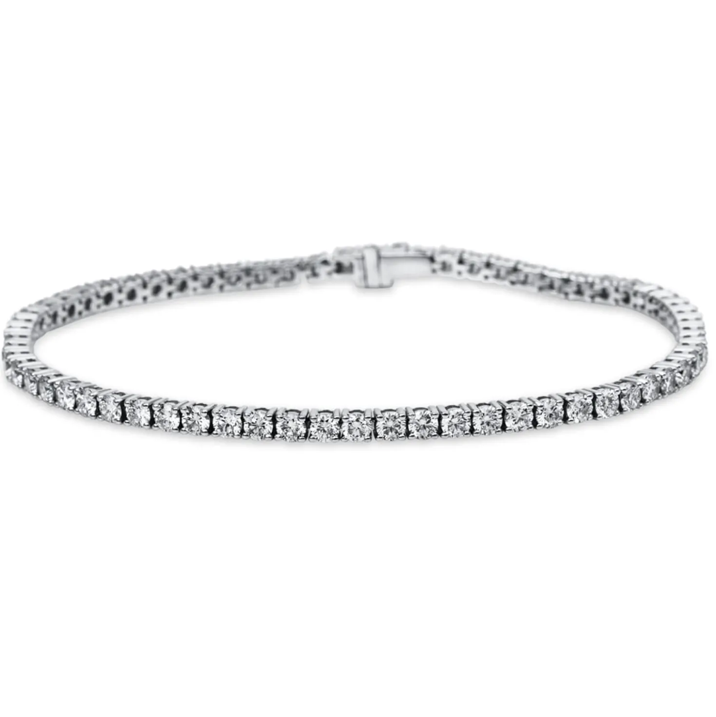 Armband aus 750 Gold Weißgold 64 Brillanten 4,02ct TW-SI L:17,8cm 4er-Krappe