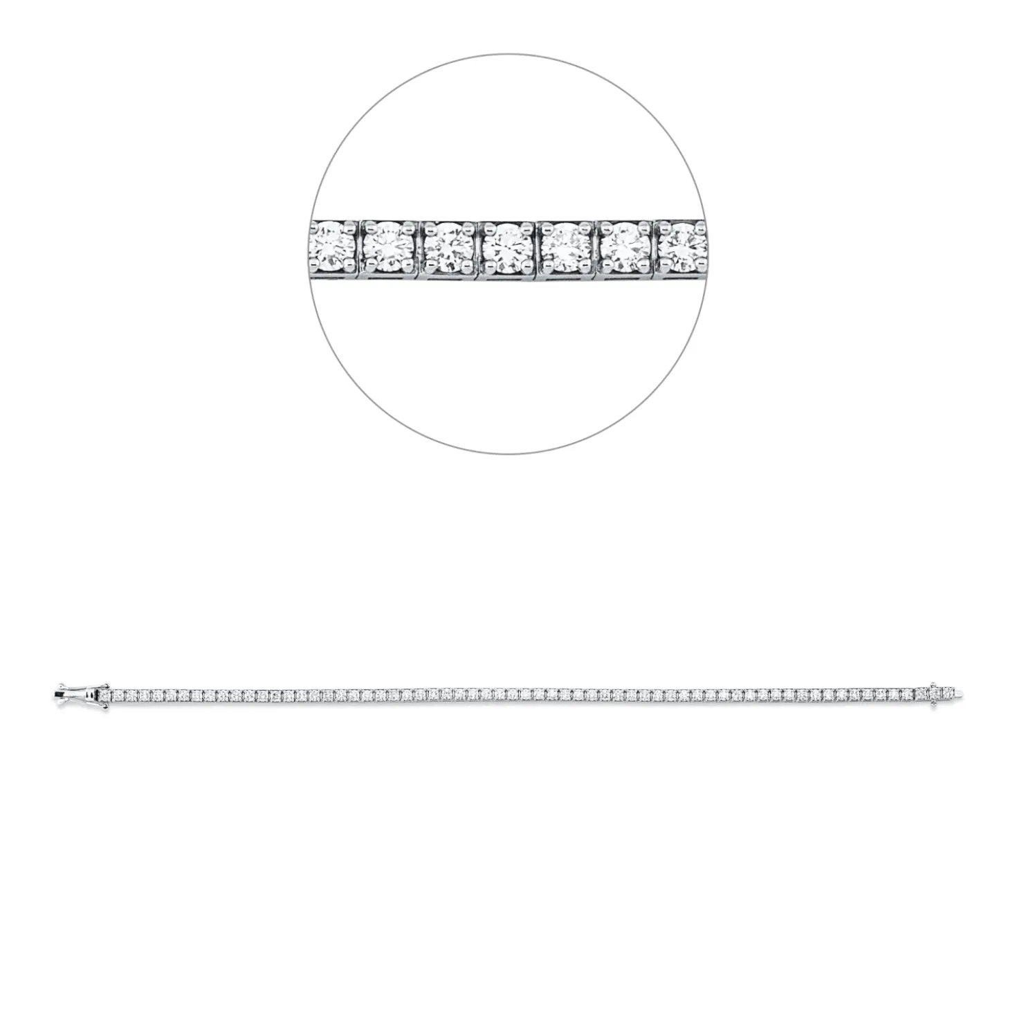 Armband aus 750 Gold Weißgold 65 Brillanten 3,06ct TW-SI L:18cm 4er-Krappe