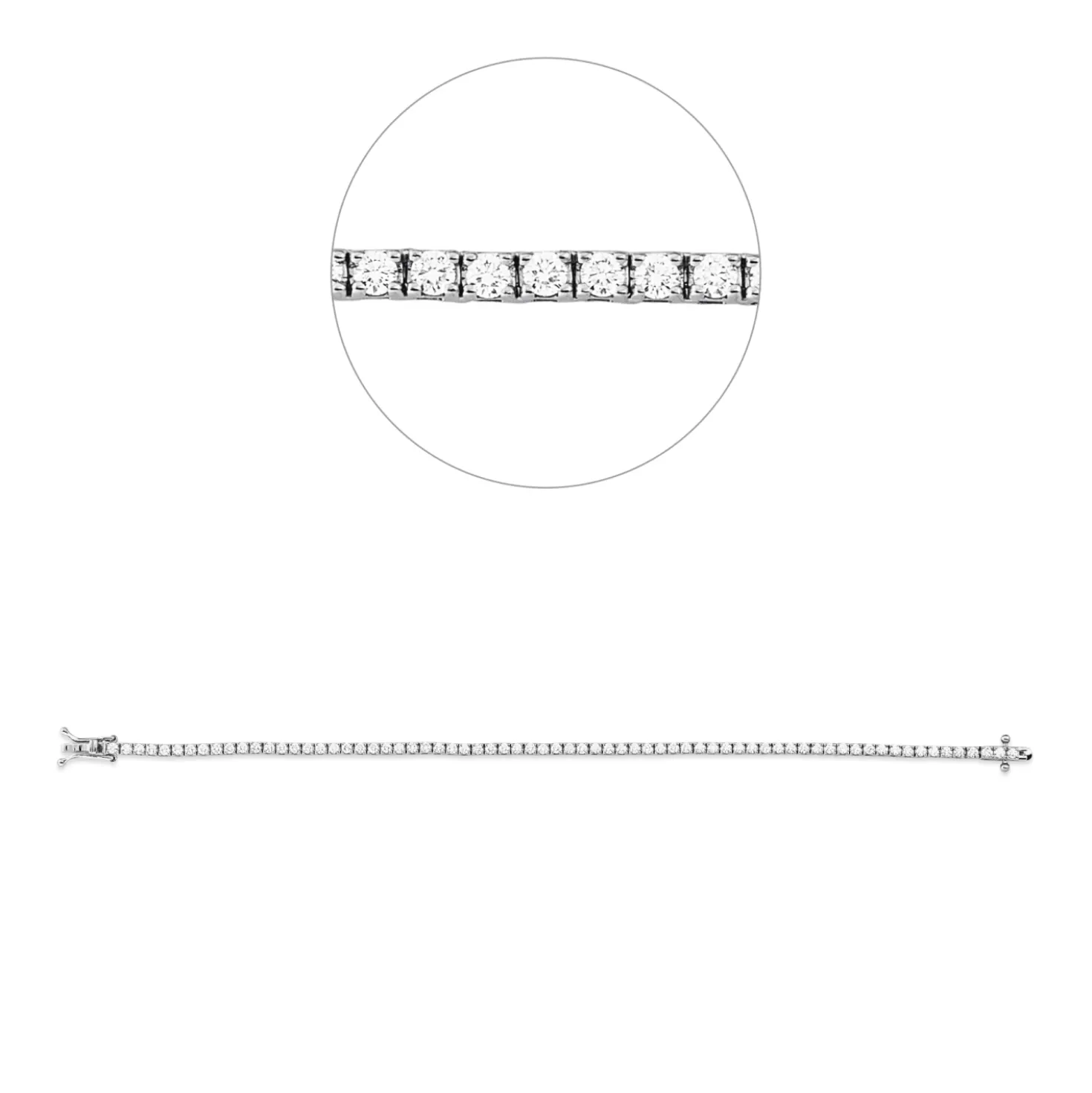 Armband aus 750 Gold Weißgold 70 Brillanten 2,08ct TW-SI L:18cm 4er-Krappe