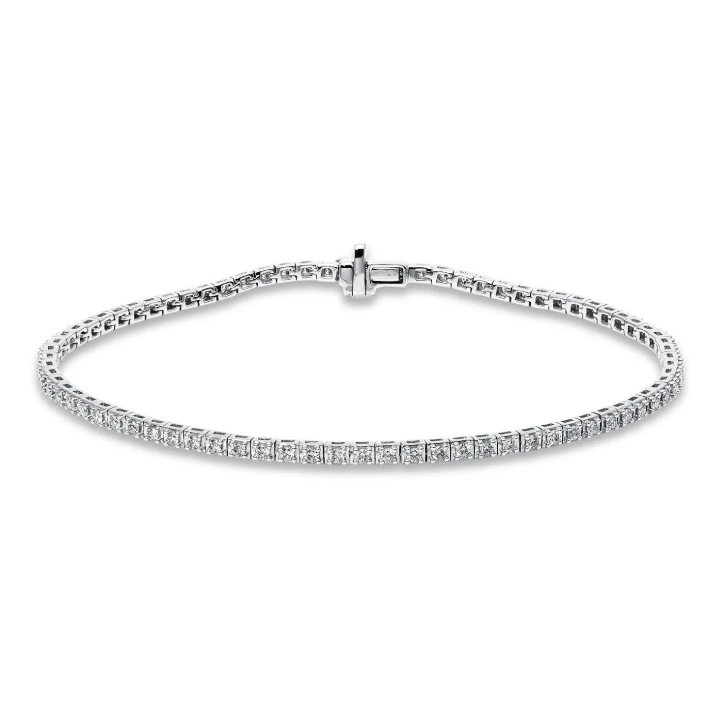 Armband aus 750 Gold Weißgold 77 Brillanten 1,01ct TW-SI L:18cm 4er-Krappe