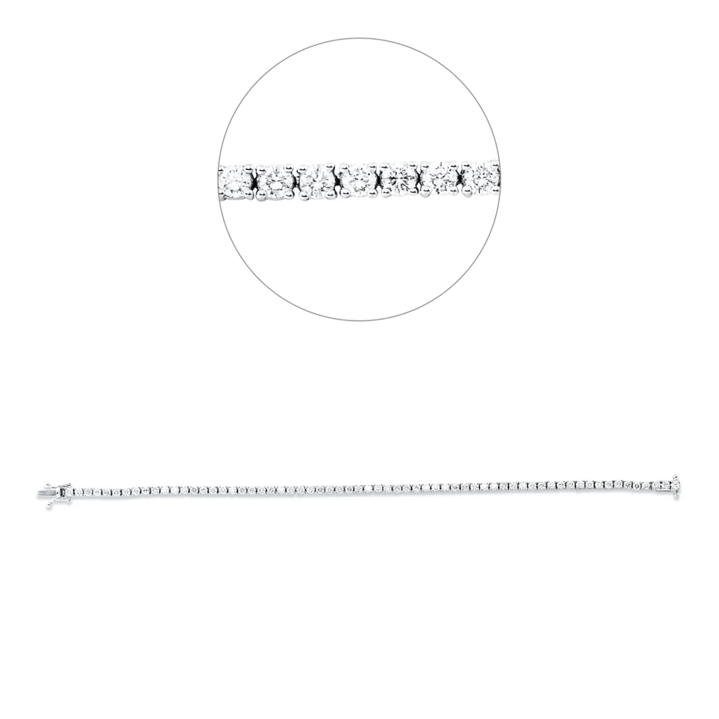 Armband aus 750 Gold Weißgold 64 Brillanten 2,46ct TW-VSI B:2,3mm L:17cm