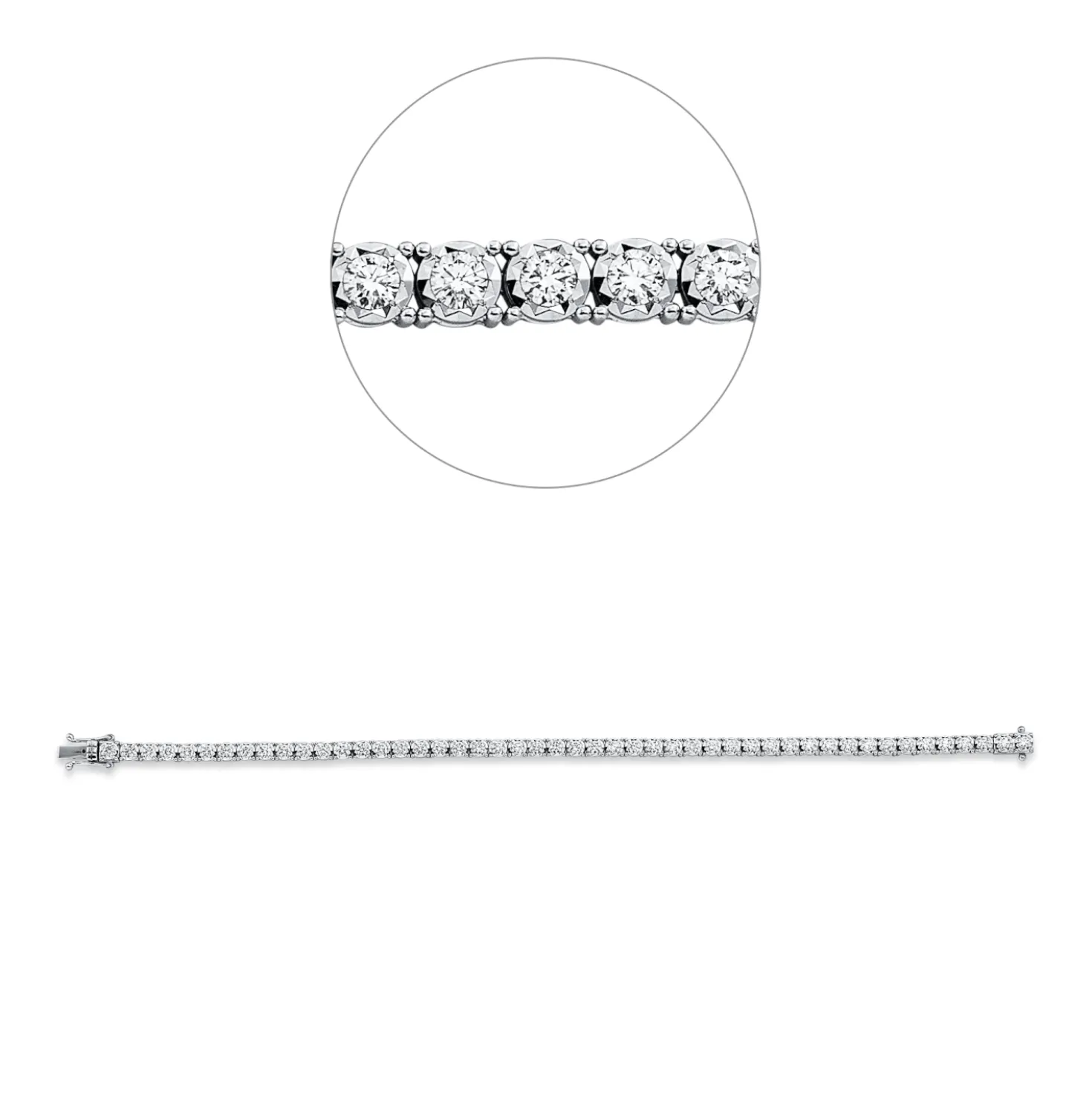 Armband aus 750 Gold Weißgold 48 Brillanten 2,41ct TW-VSI B:3,4mm L:18cm
