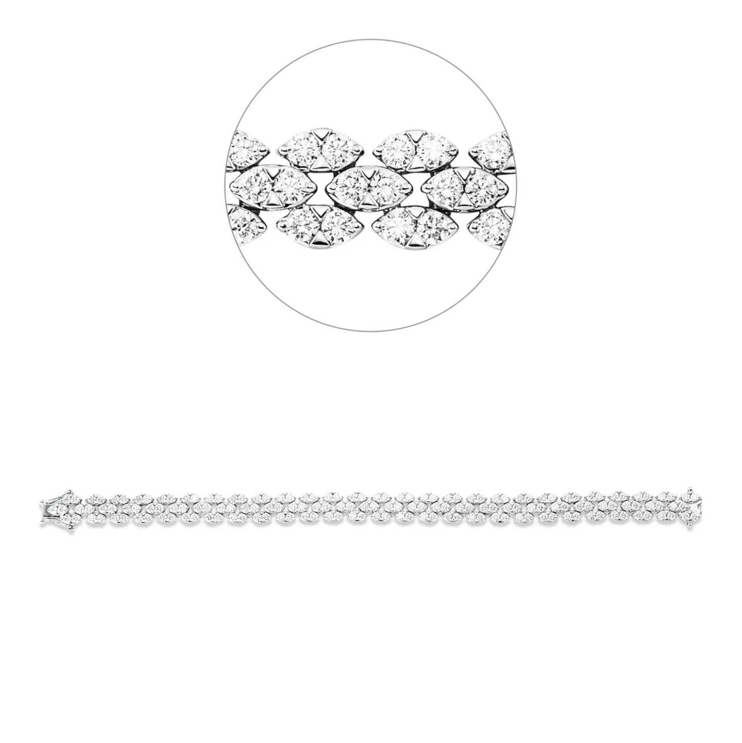 Armband aus 750 Gold Weißgold 162 Brillanten 6,43ct TW-VSI/SI L:17cm