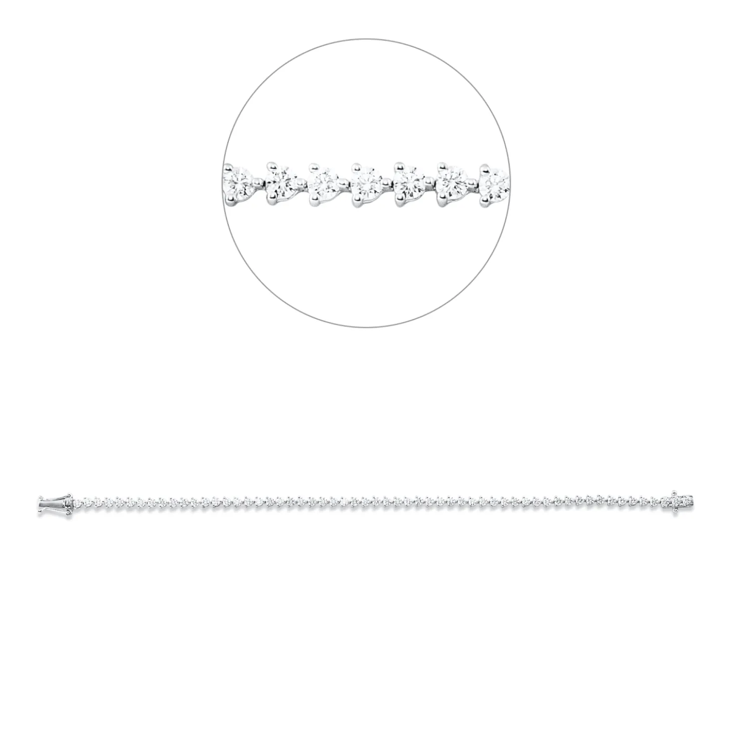 Armband aus 750 Gold Weißgold 58 Brillanten 2,19ct TW-VSI/SI L:16,5cm 3er-Krappe
