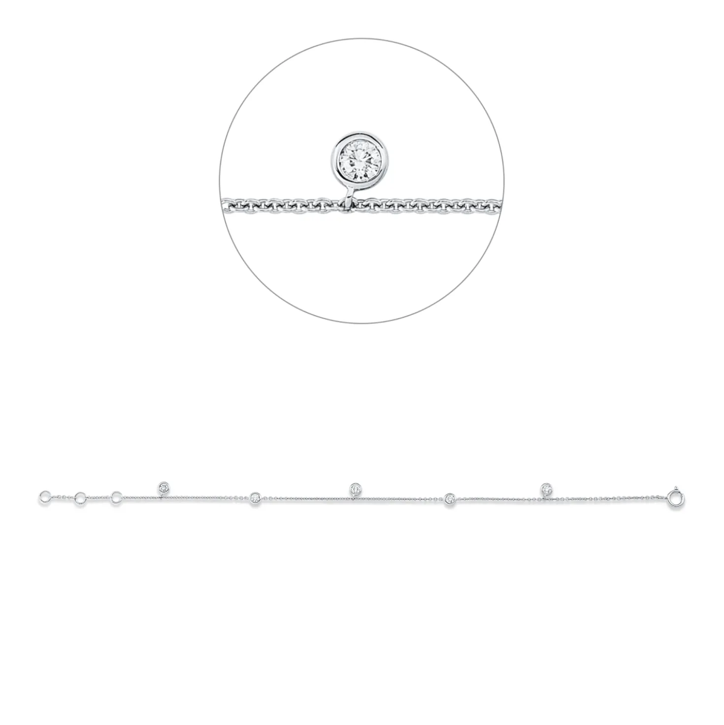 Armband aus 750 Gold Weißgold 5 Brillanten 0,27ct W-SI B:4,6mm L:17,5cm Zarge