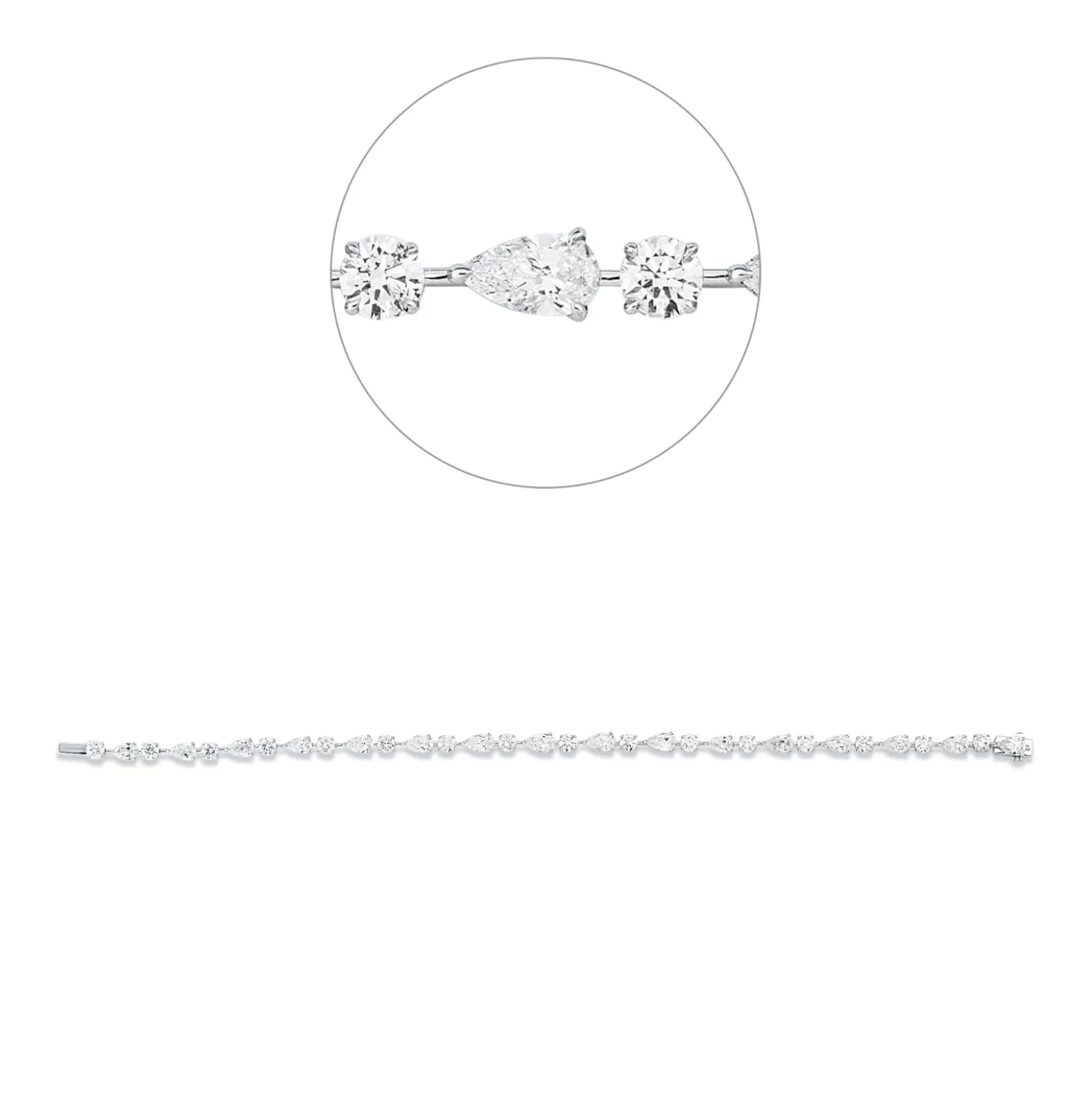 Armband aus 750 Gold Weißgold 32 Diamanten 5,97ct B:3,7mm L:17,8cm