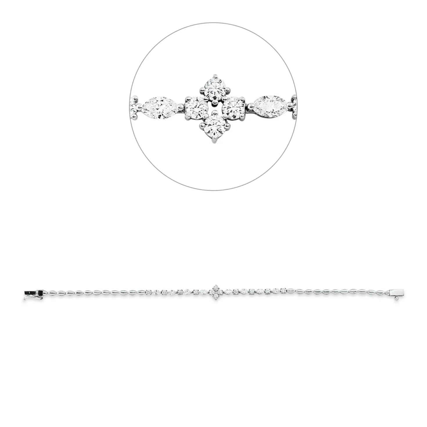 Armband aus 750 Gold Weißgold 20 Diamanten 1,39ct F-SI B:7,3mm L:17,5cm