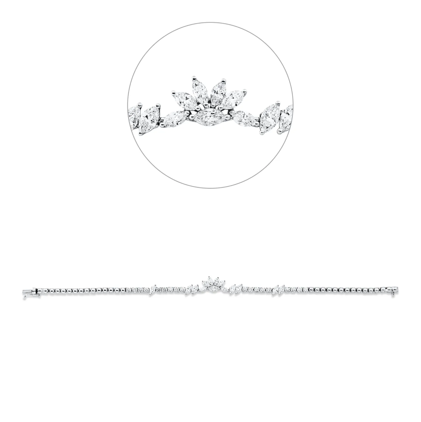 Armband aus 750 Gold Weißgold 32 Diamanten 3,02ct F-SI B:7,8mm L:18cm