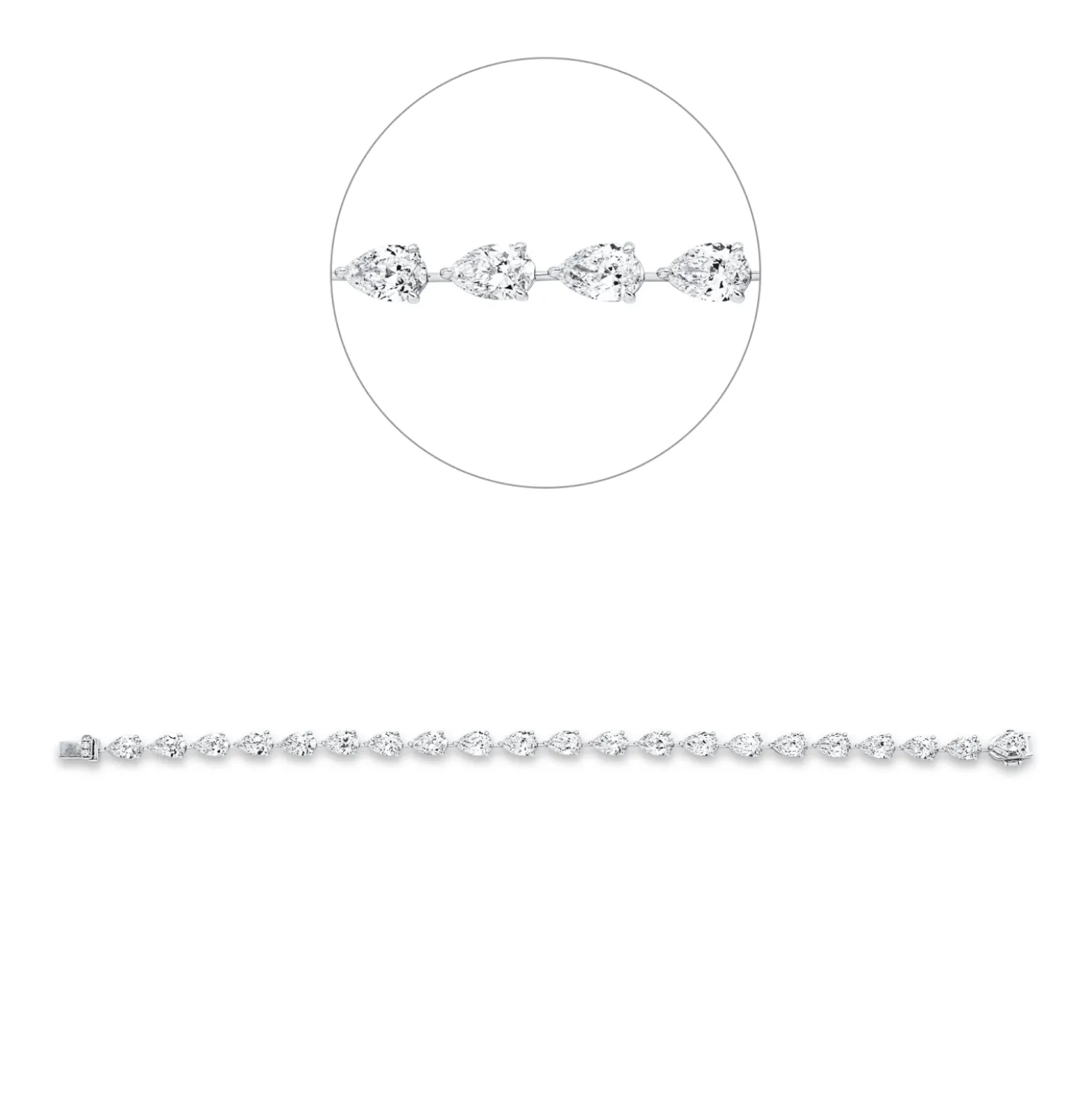 Armband aus 750 Gold Weißgold 24 Diamanten 10,69ct F-VSI L:17,8cm 3er-Krappe
