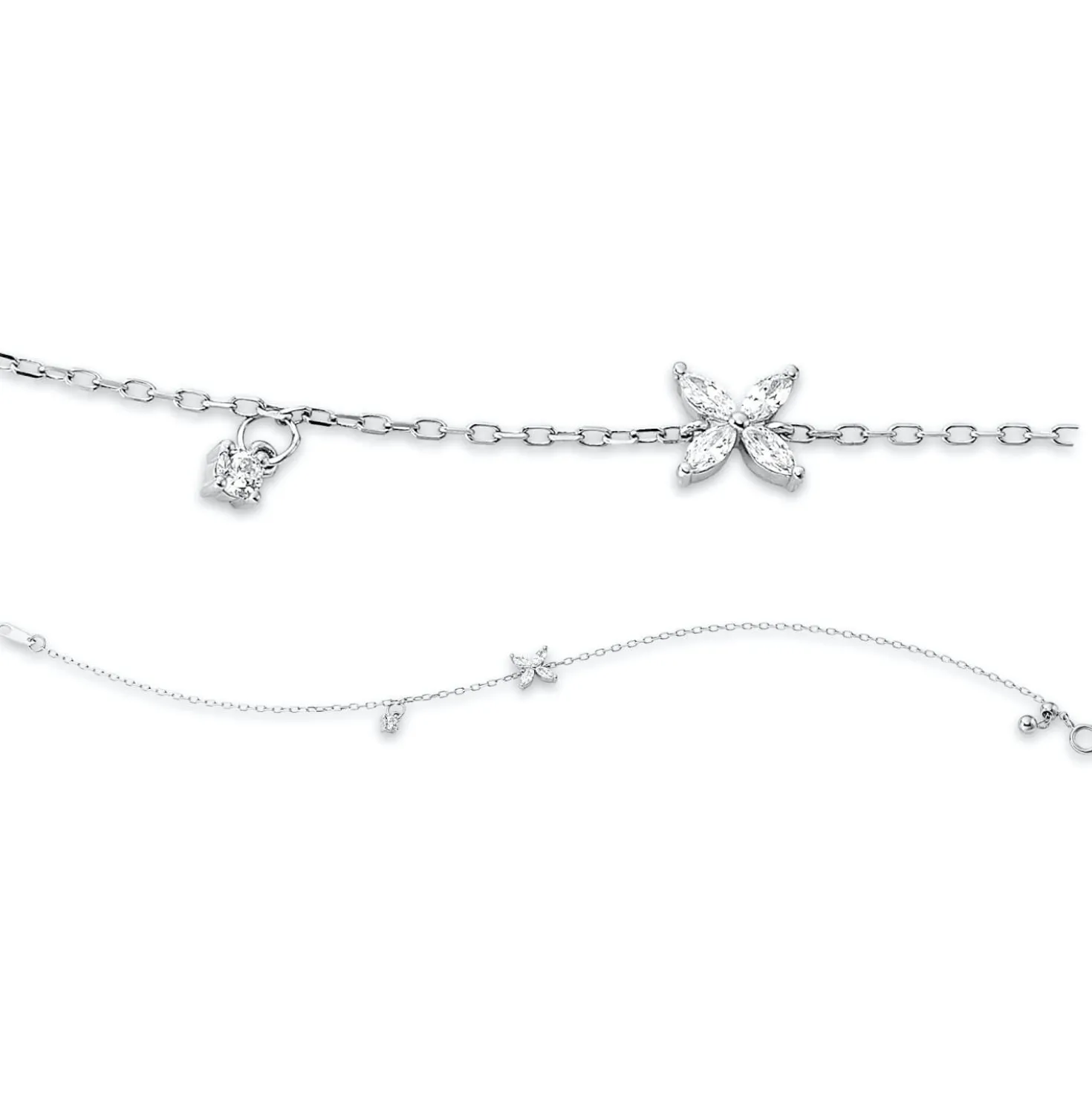 Armband aus 750 Gold Weißgold 5 Diamanten 0,23ct L:17,8cm