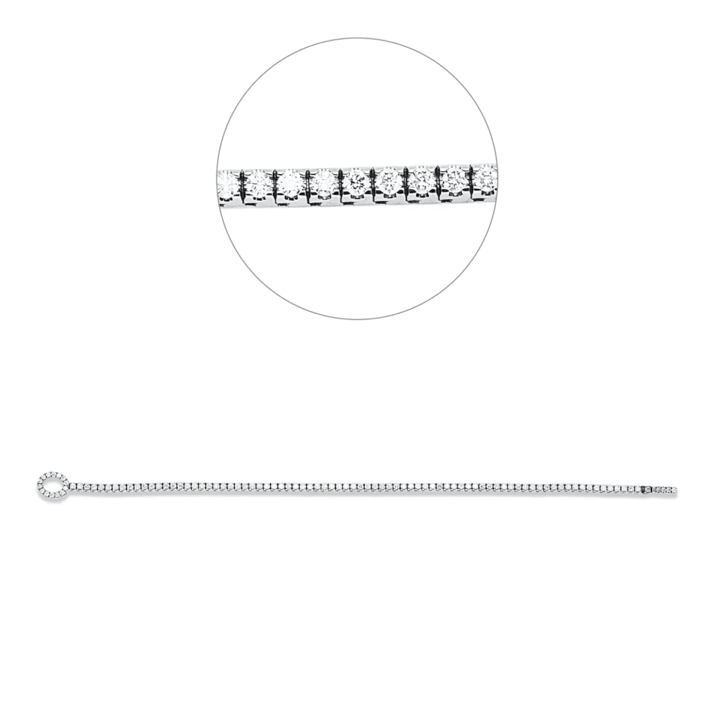 Armband aus 750 Gold Weißgold 100 Diamanten 1,87ct TW-SI B:6,2mm L:19cm